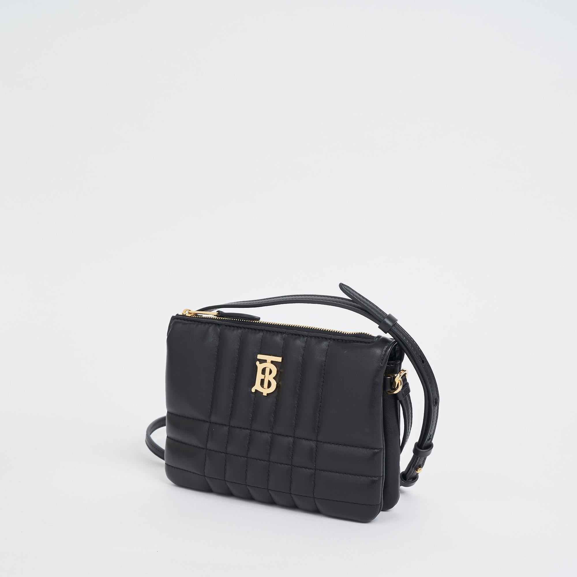 퀼팅 레더 롤라 트윈 파우치