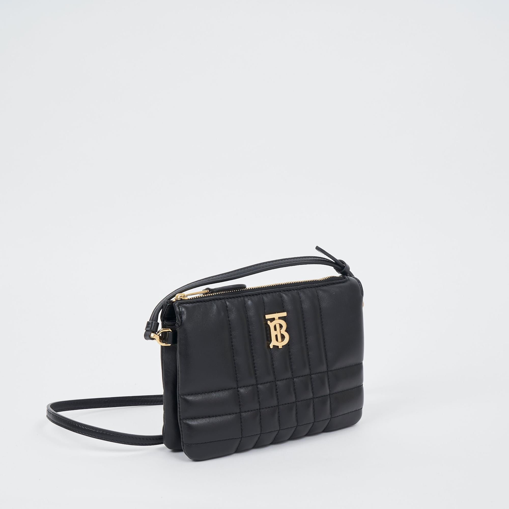 퀼팅 레더 롤라 트윈 파우치