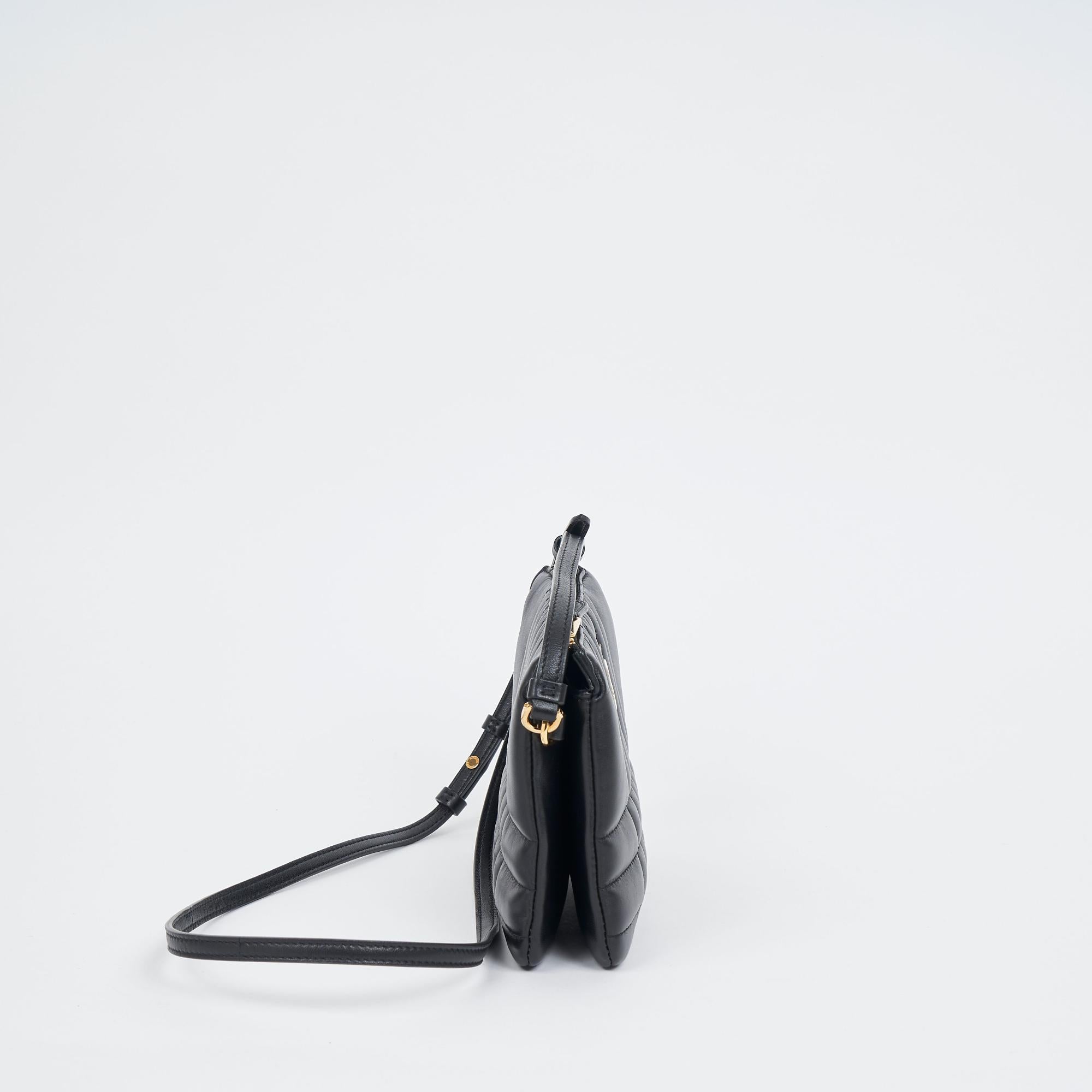 퀼팅 레더 롤라 트윈 파우치