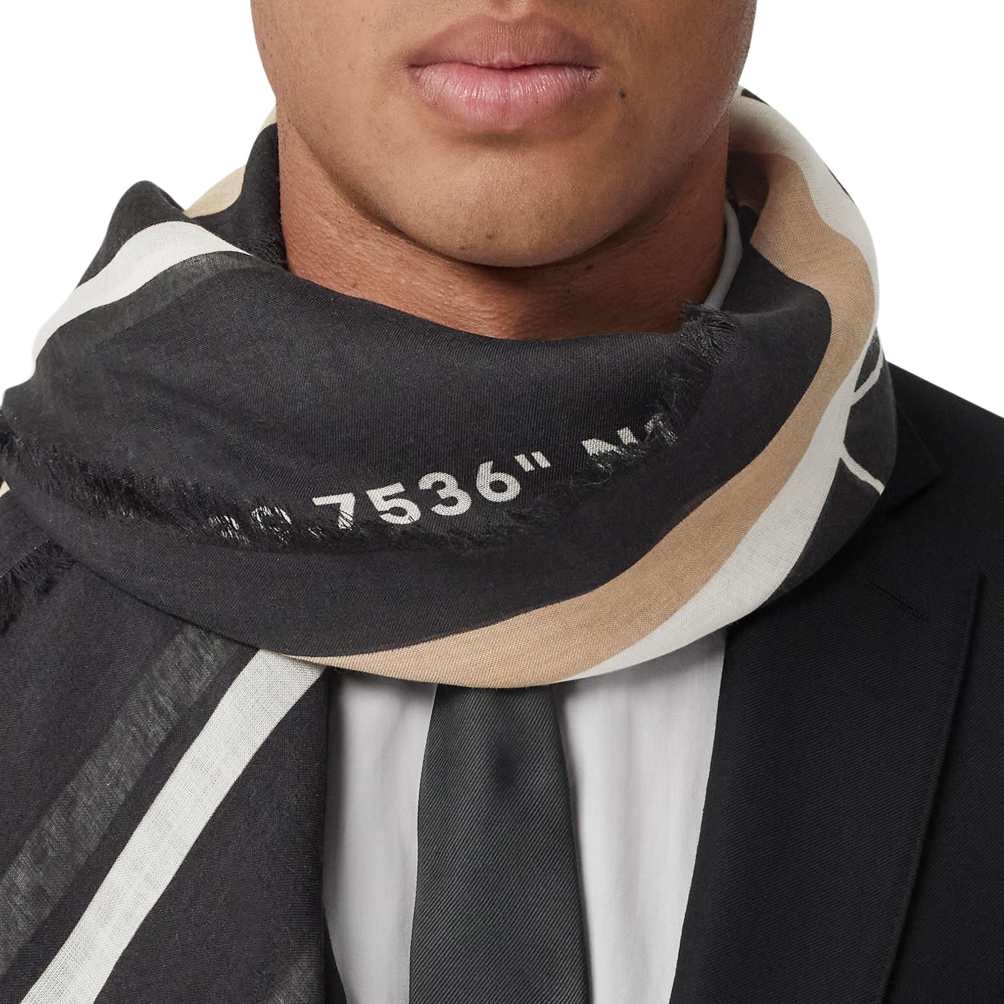 글로브 그래픽 울 실크 스퀘어 스카프