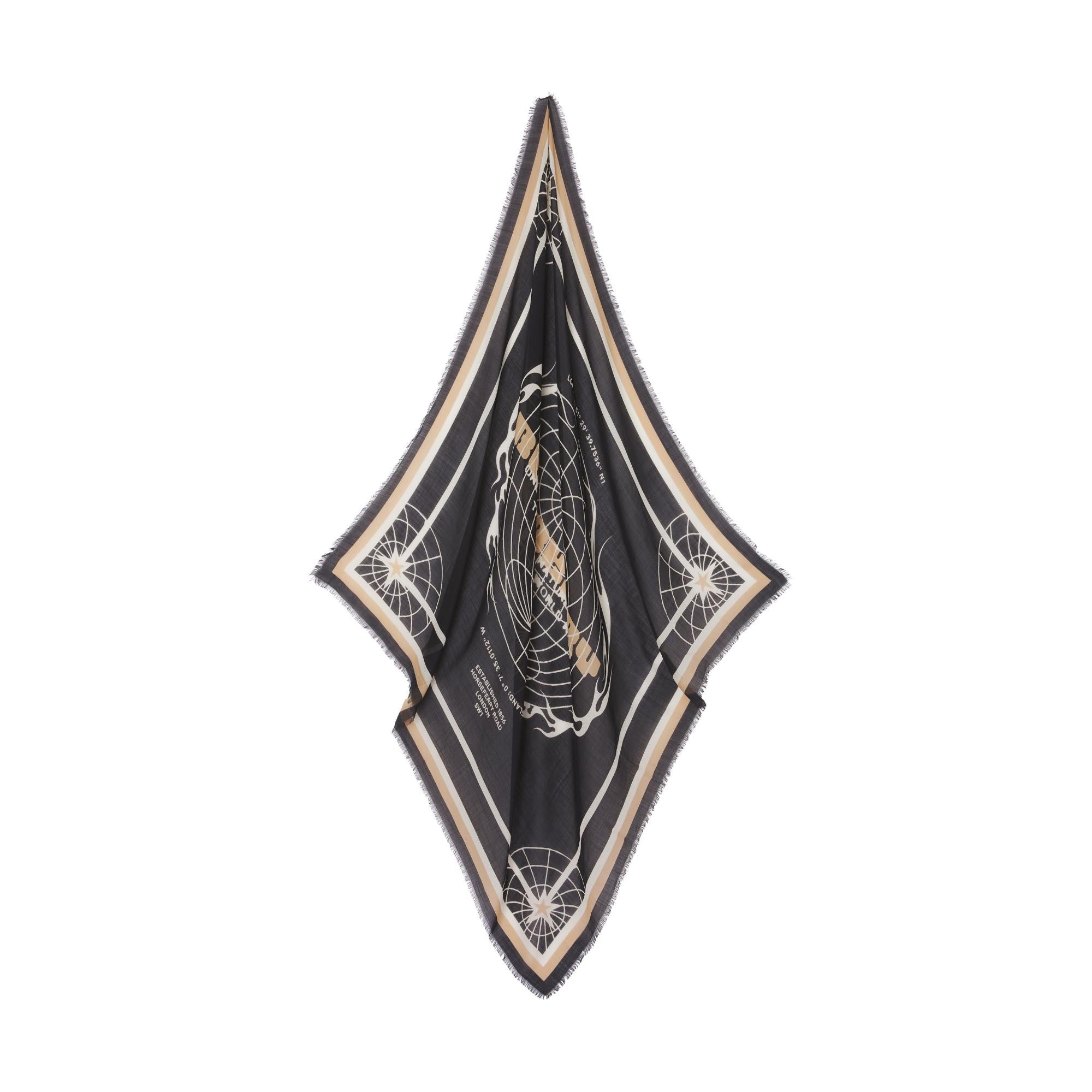 글로브 그래픽 울 실크 스퀘어 스카프