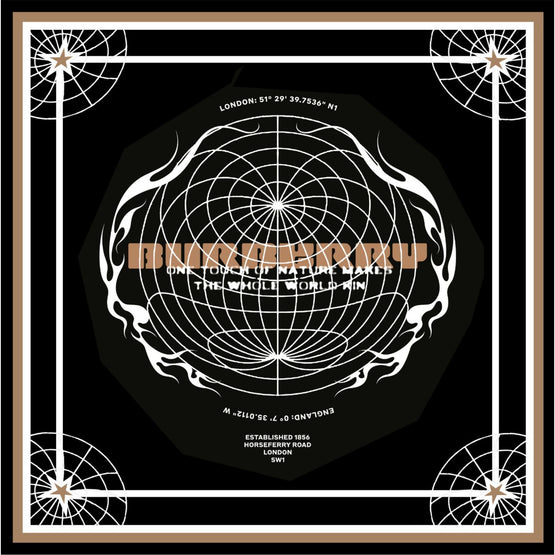 글로브 그래픽 울 실크 스퀘어 스카프