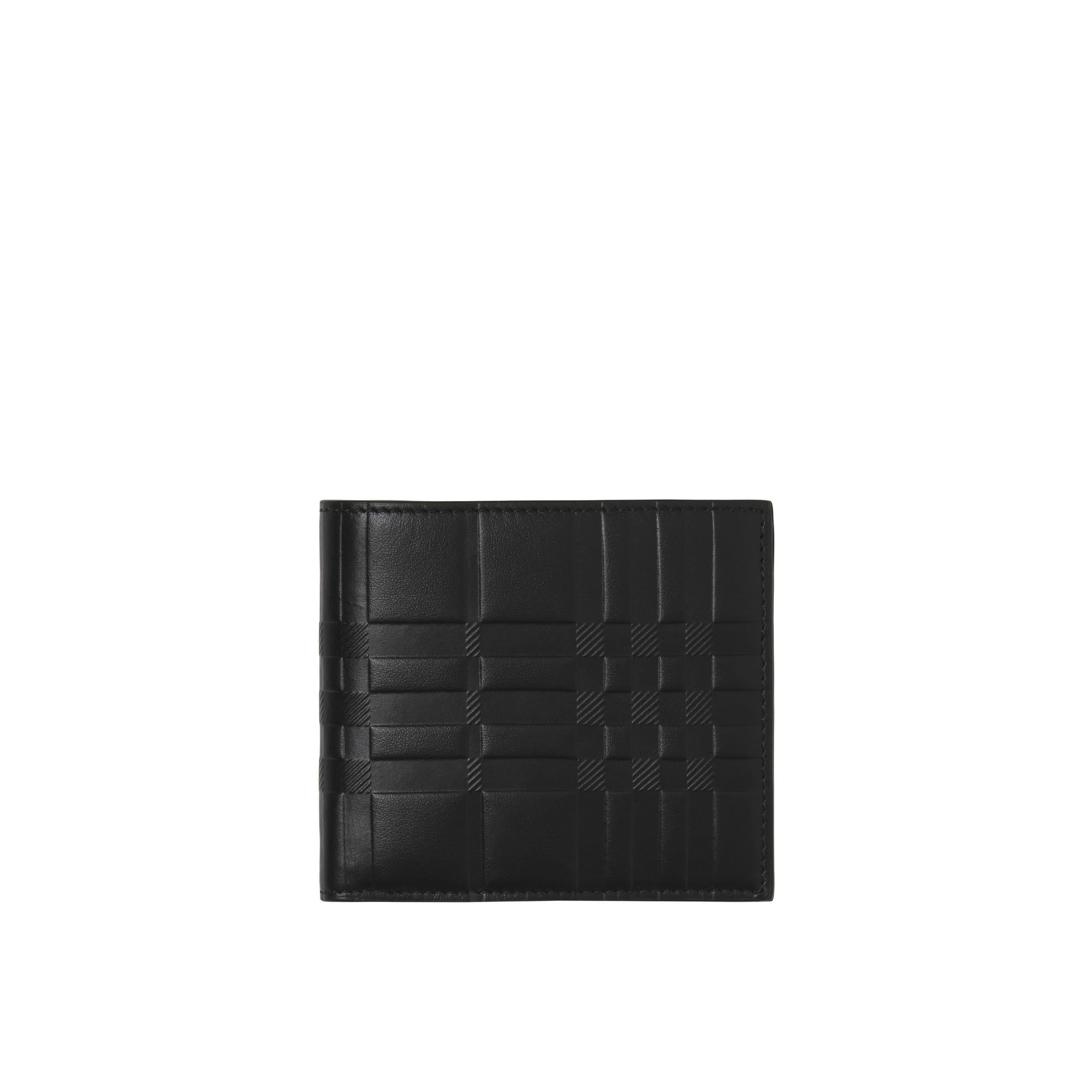 엠보싱 체크 레더 반지갑