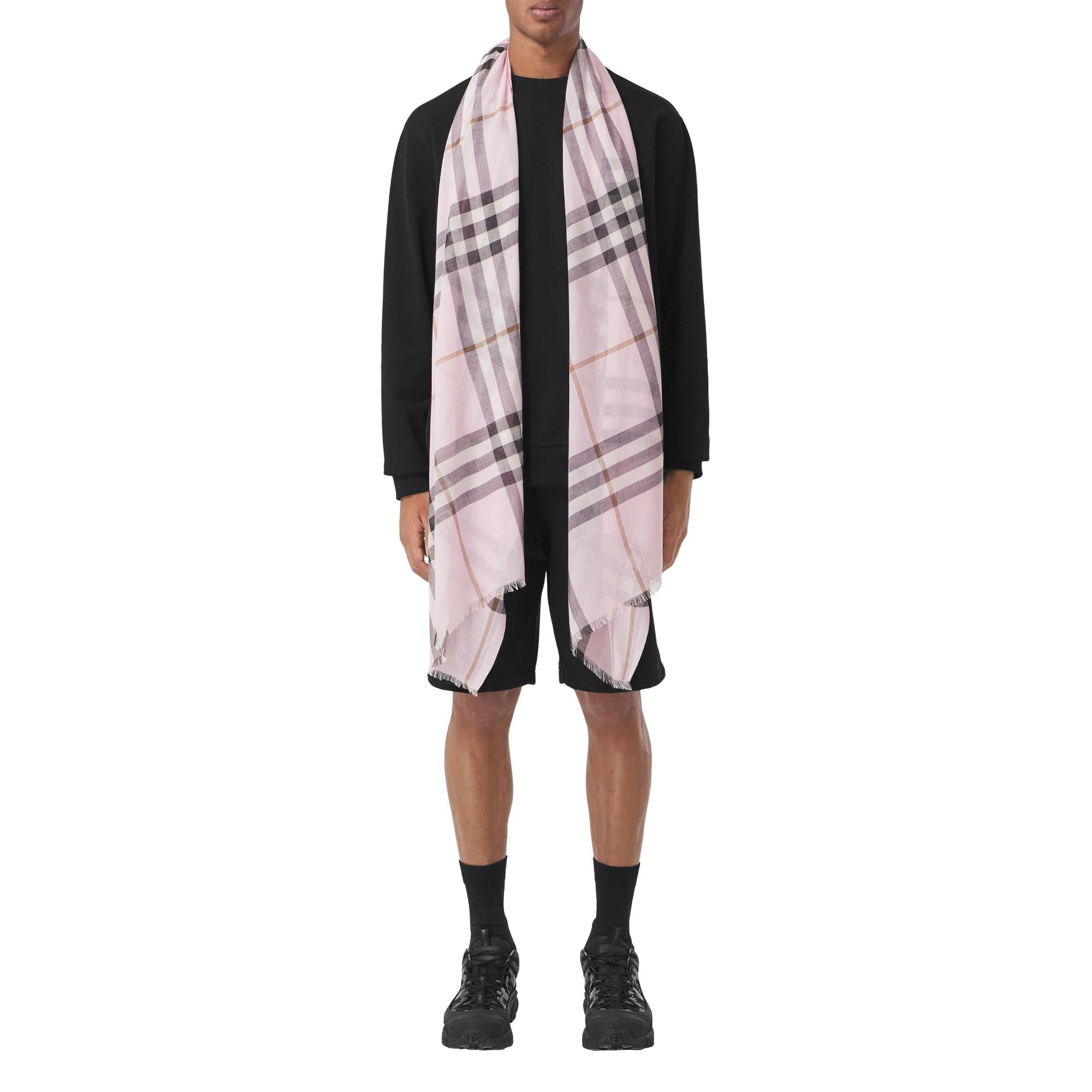 라이트 체크 울 실크 스카프