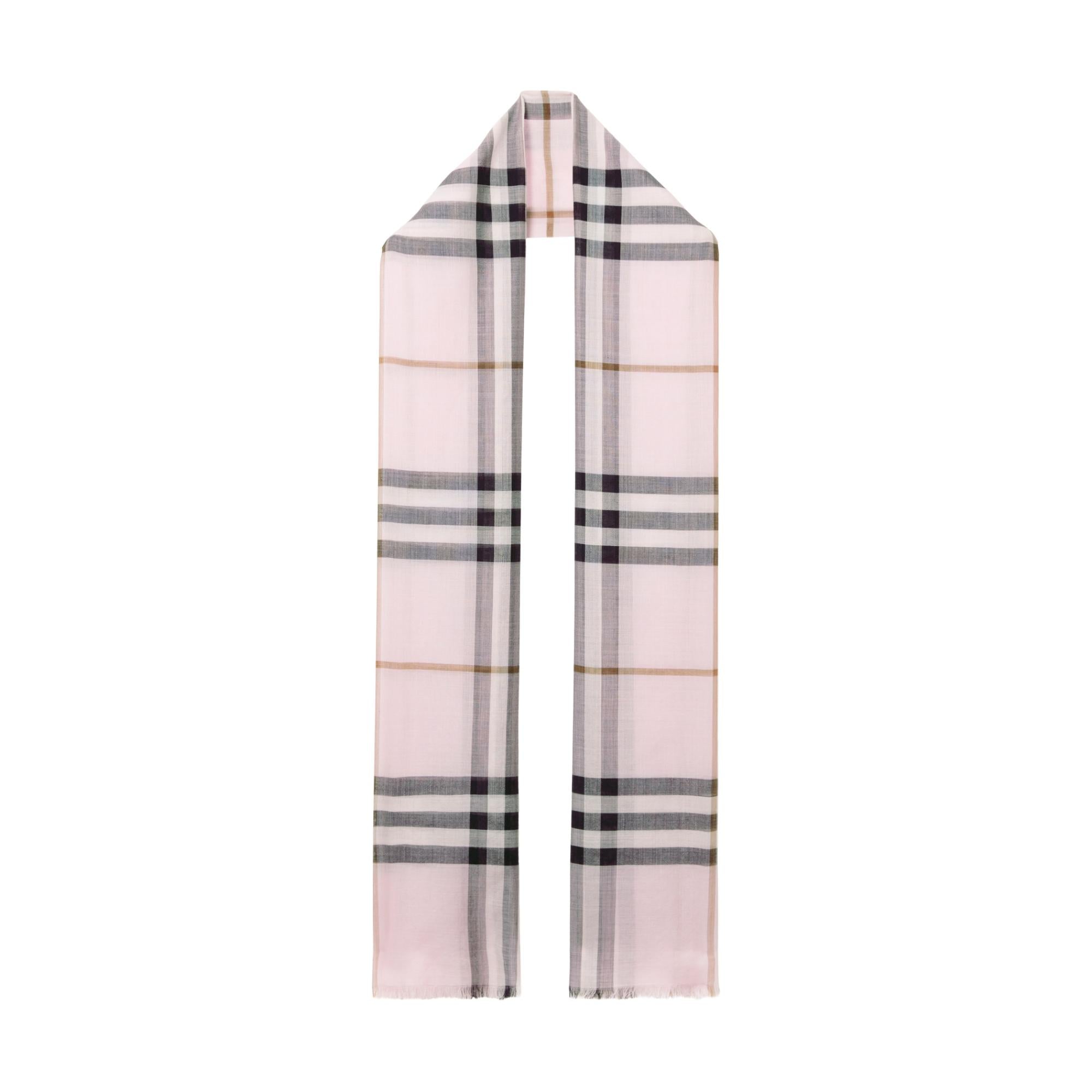 라이트 체크 울 실크 스카프