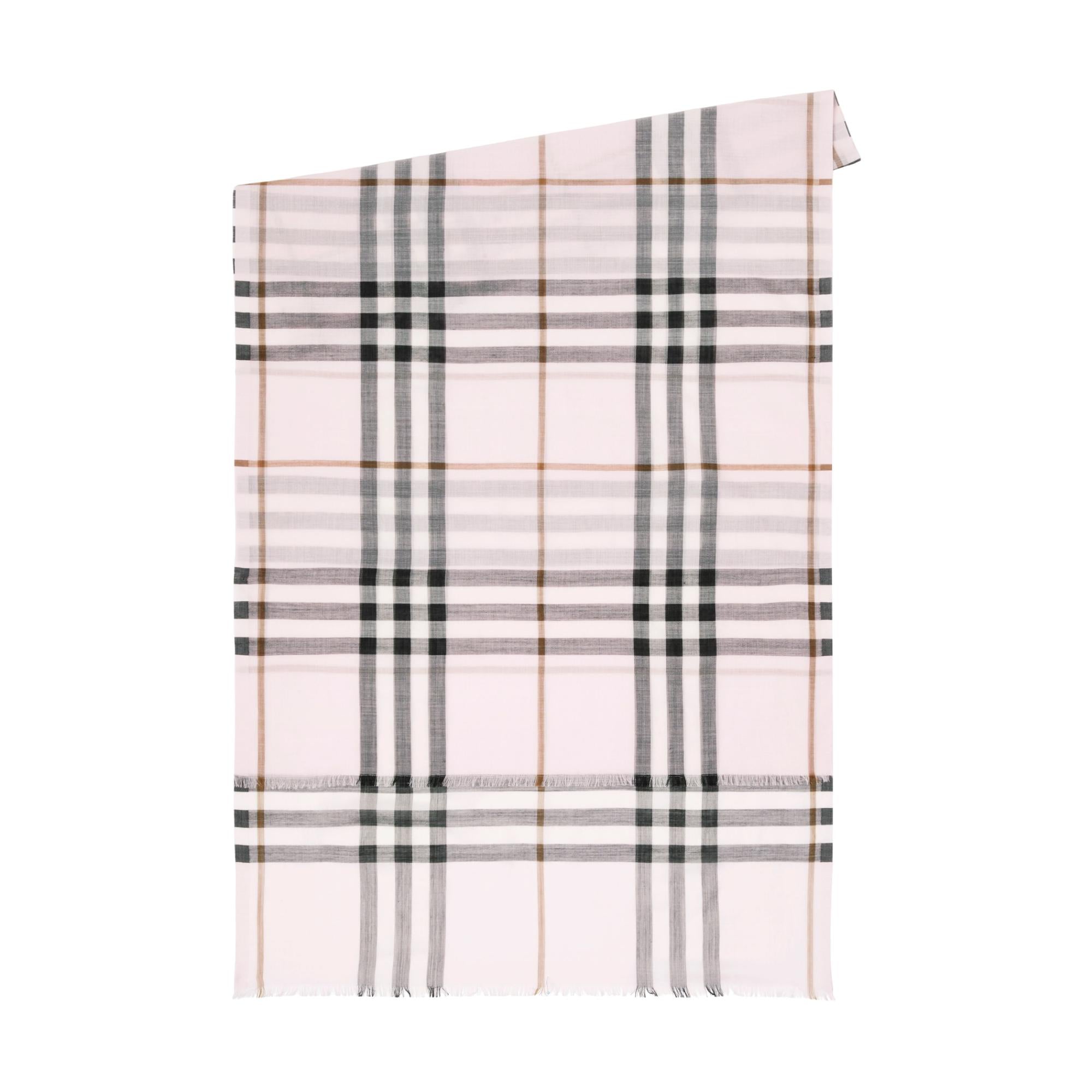 라이트 체크 울 실크 스카프