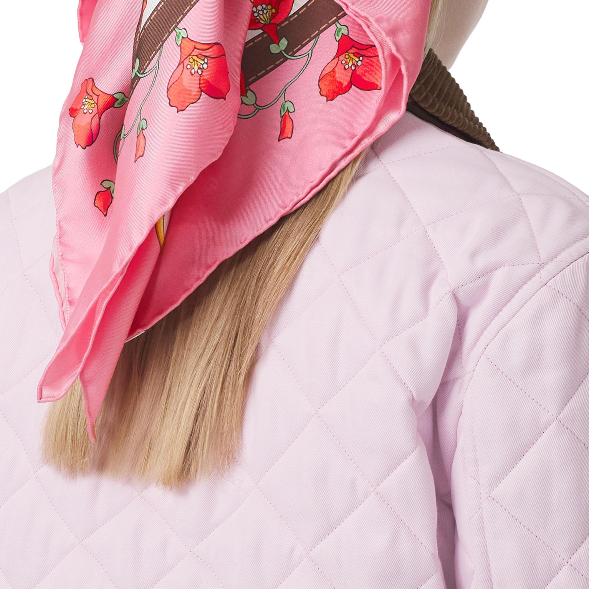 플로럴 프린트 실크 스퀘어 스카프