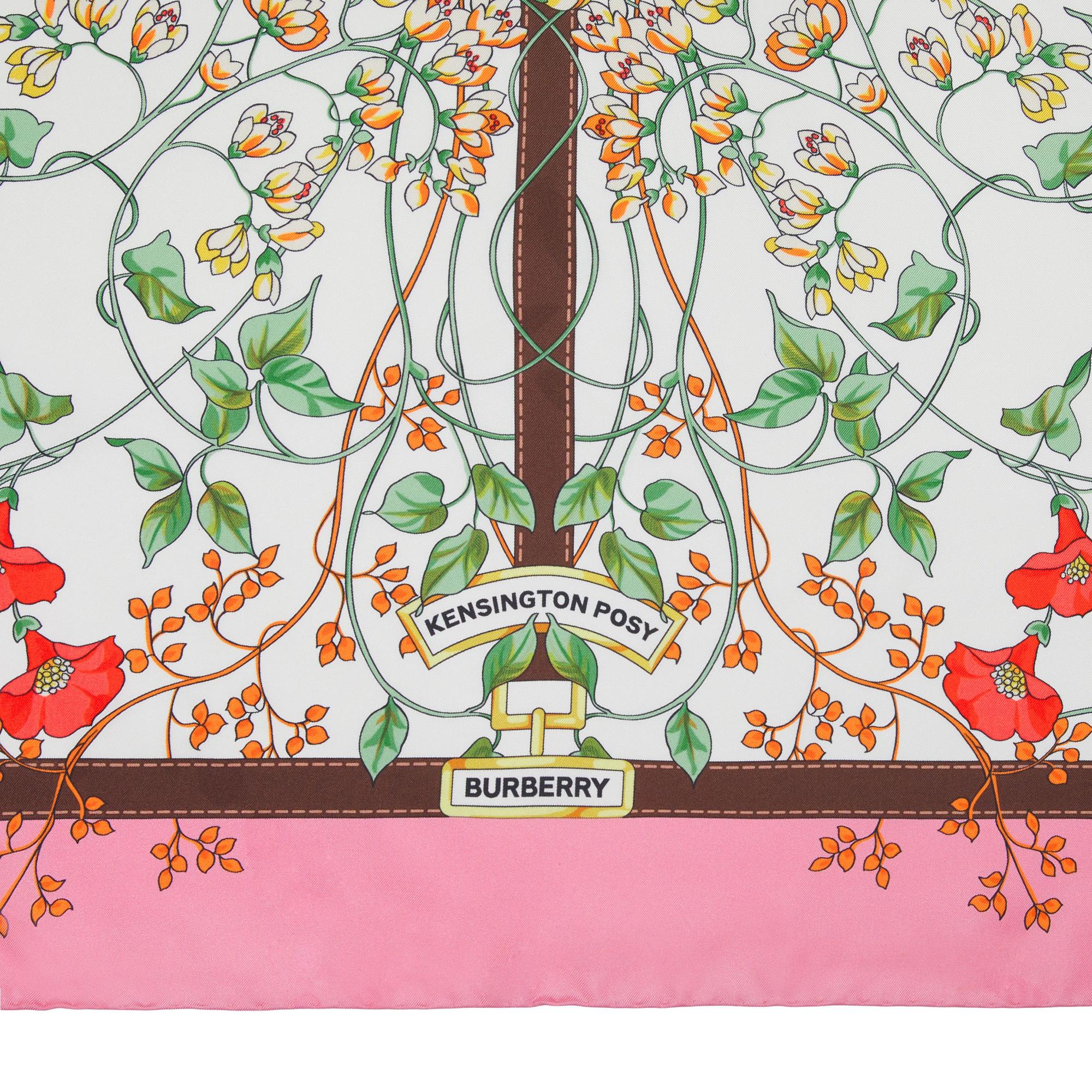 플로럴 프린트 실크 스퀘어 스카프