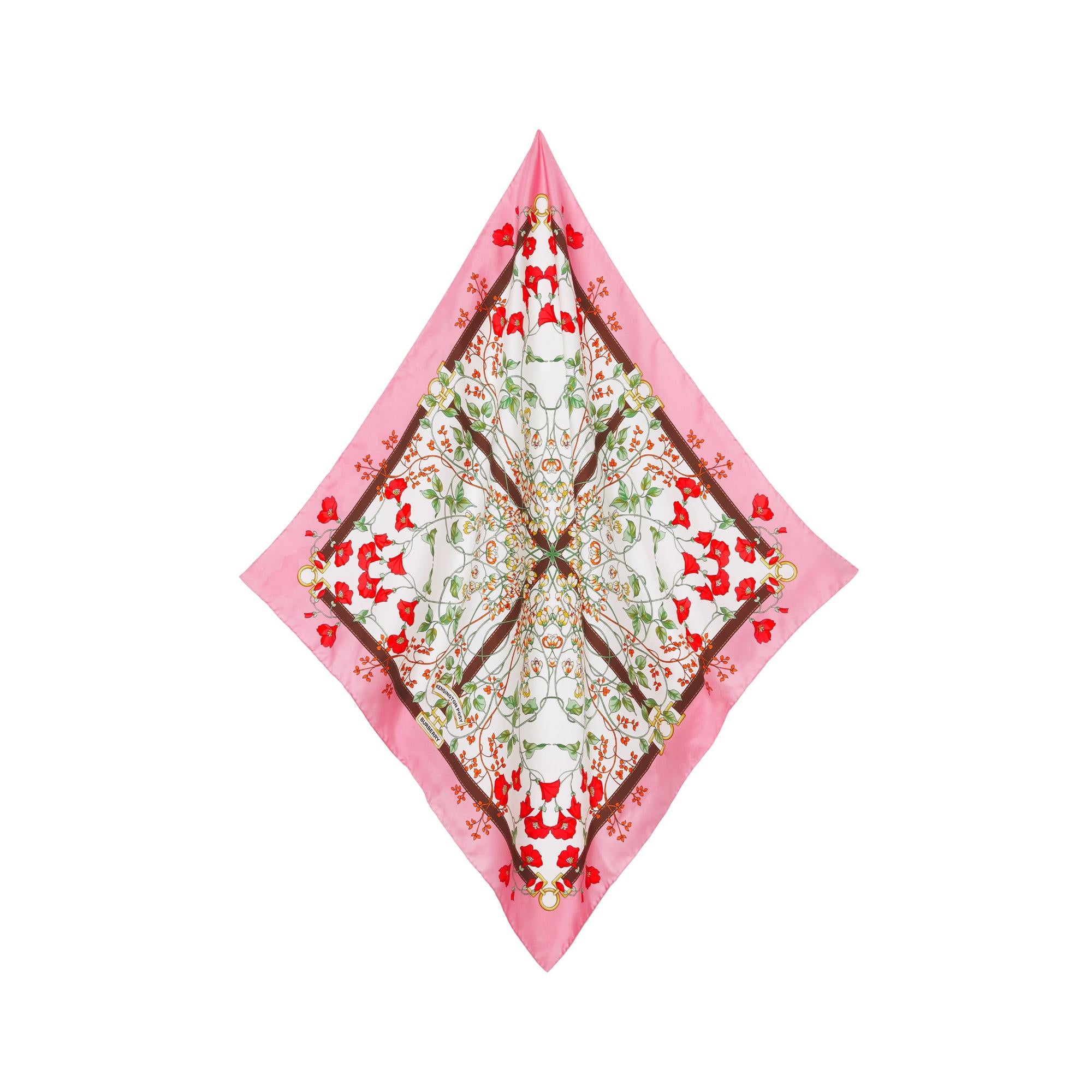 플로럴 프린트 실크 스퀘어 스카프