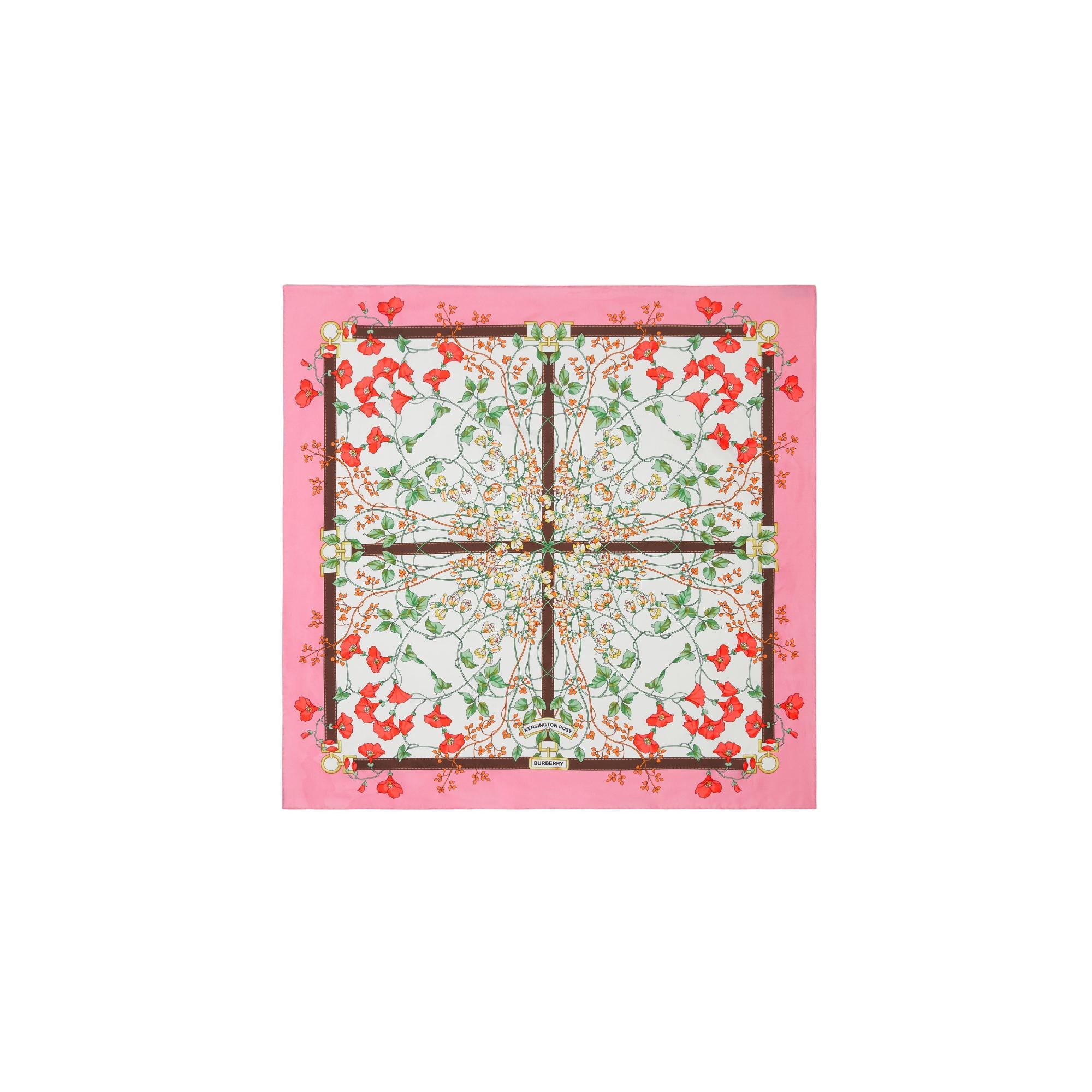 플로럴 프린트 실크 스퀘어 스카프