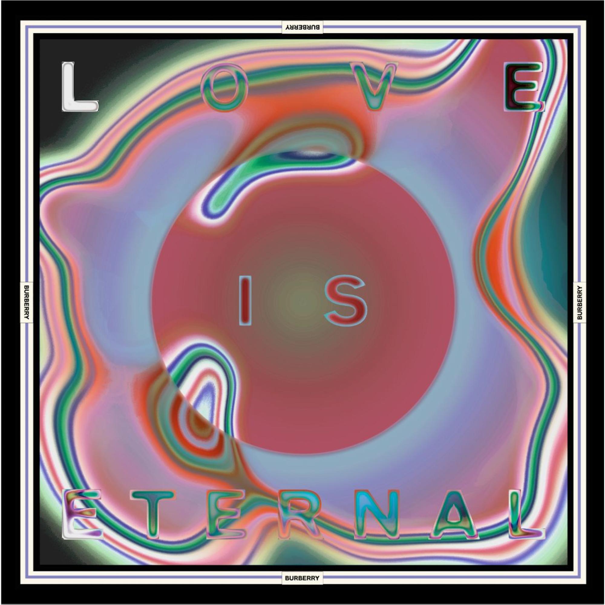 Love Is Eternal 프린트 실크 스퀘어 스카프