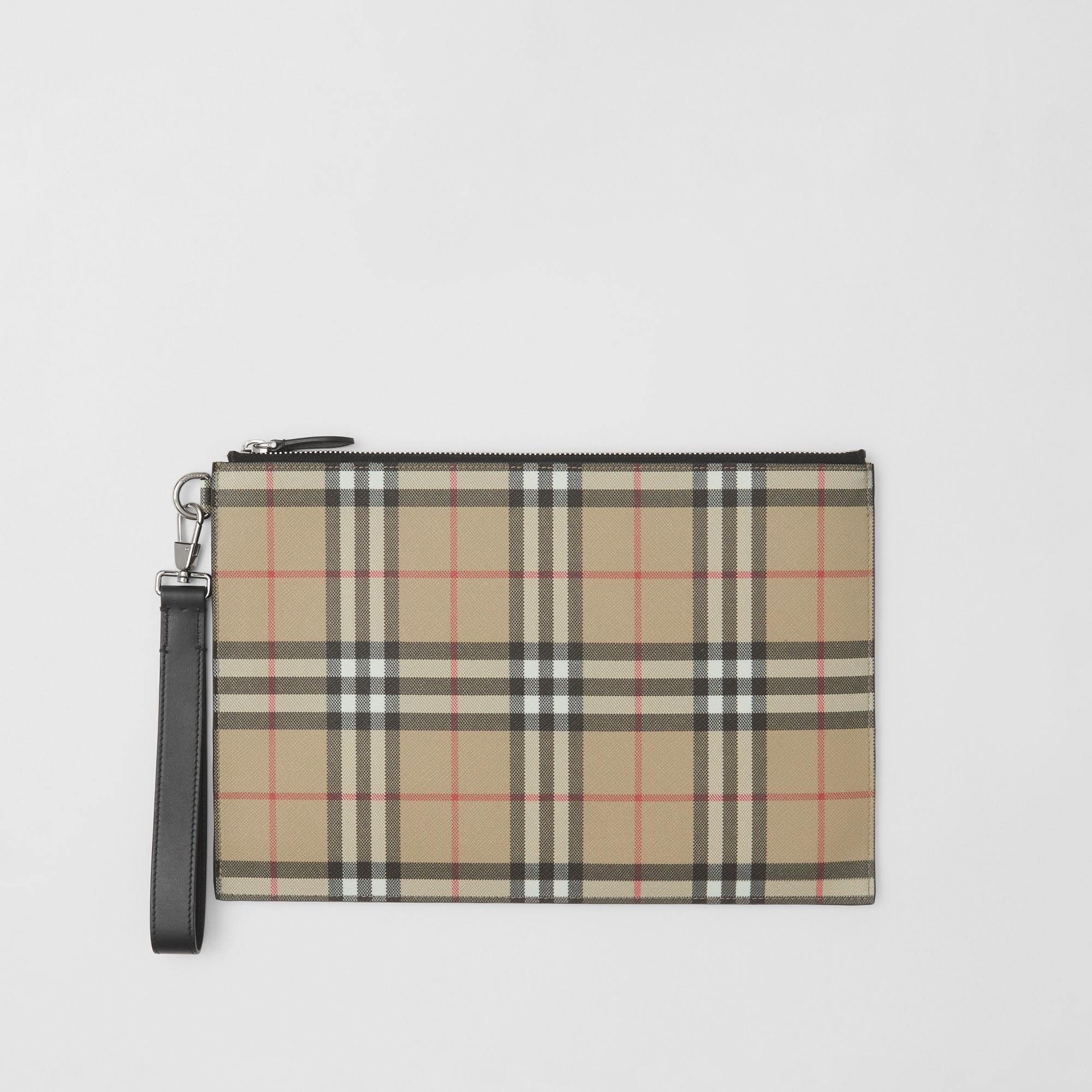 빈티지 체크 지퍼 파우치