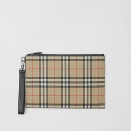 빈티지 체크 지퍼 파우치
