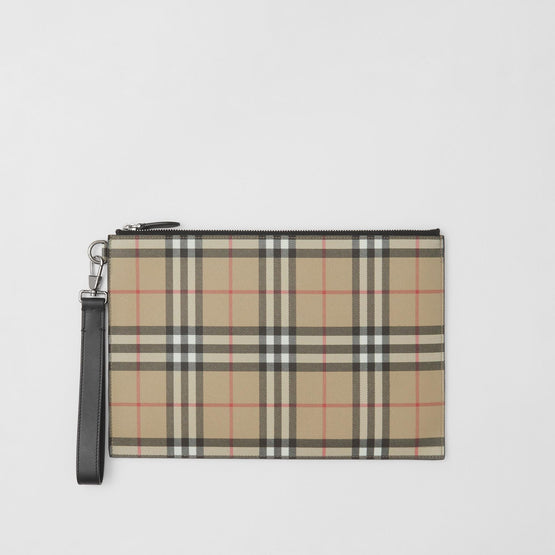 빈티지 체크 지퍼 파우치