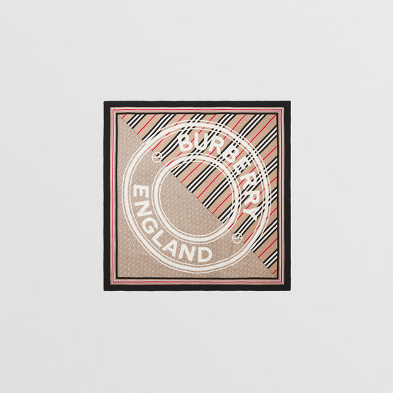 몽타주 프린트 실크 스퀘어 스카프