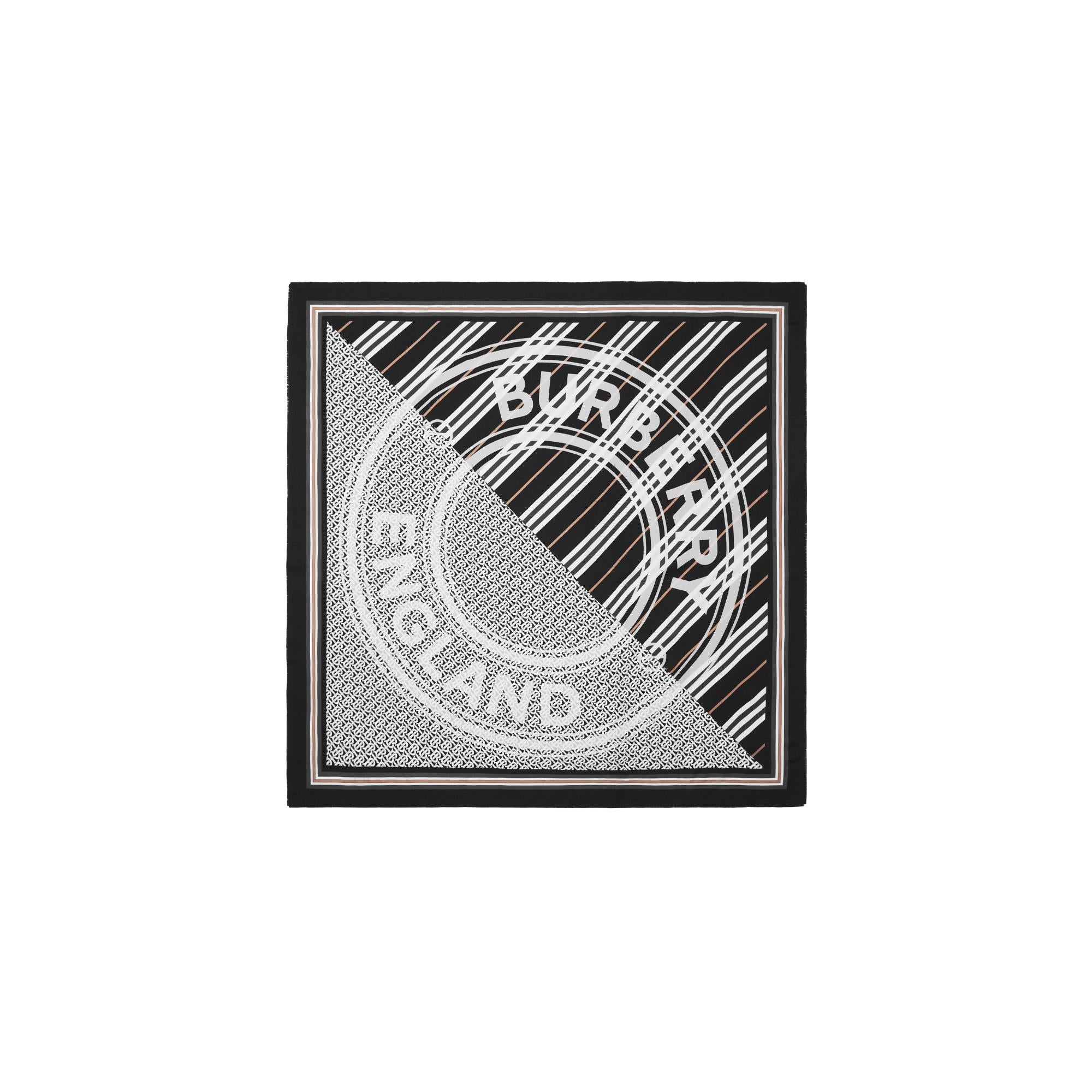 몽타주 프린트 실크 스퀘어 스카프