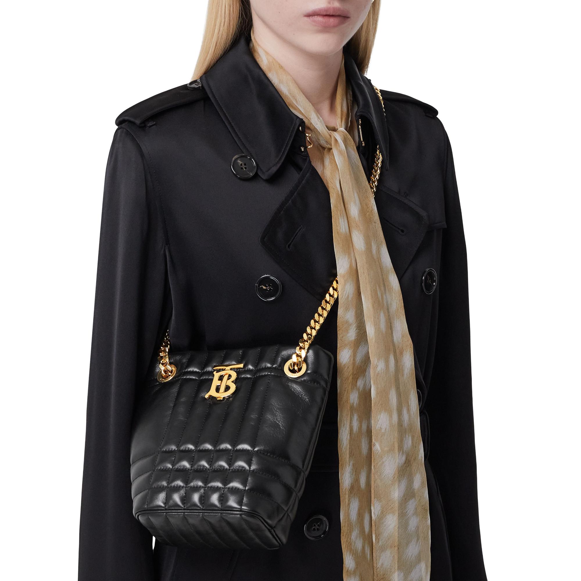 퀼팅 레더 미니 롤라 버킷 백