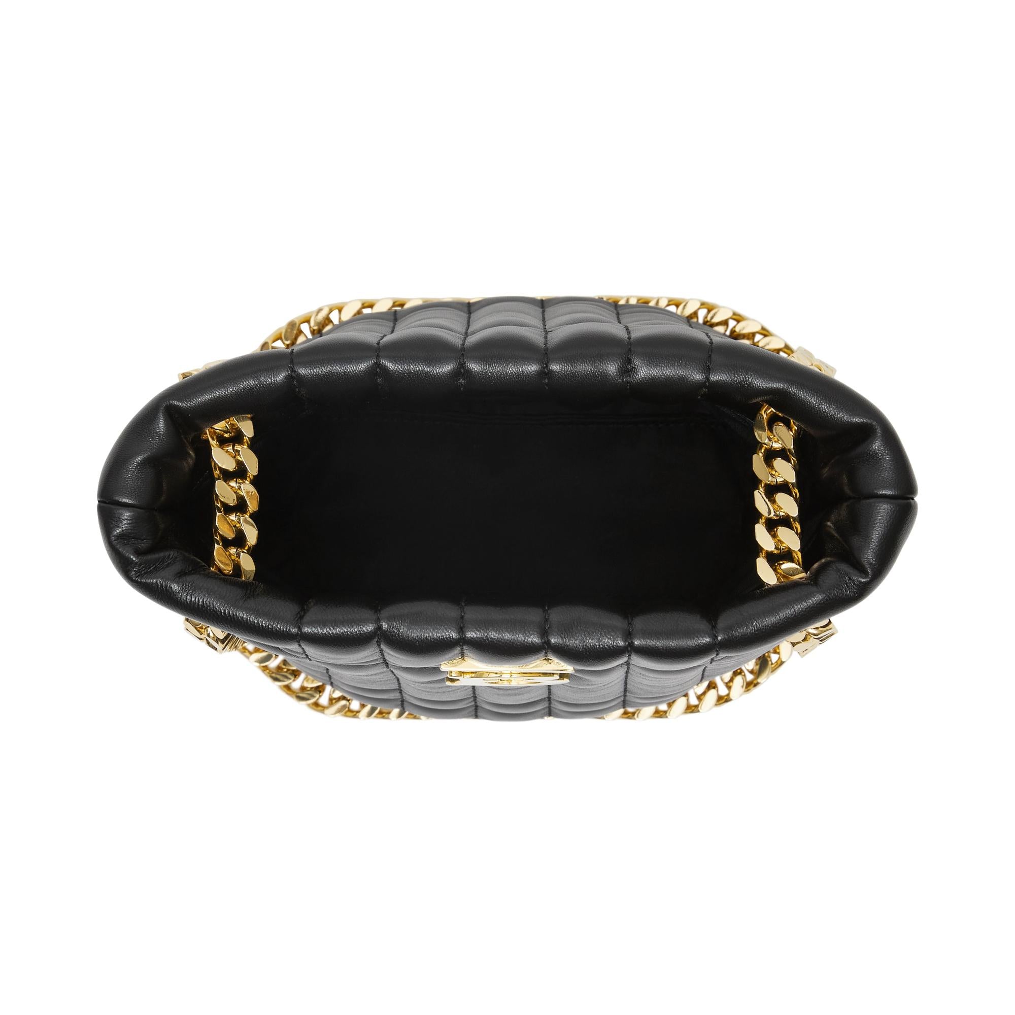 퀼팅 레더 미니 롤라 버킷 백