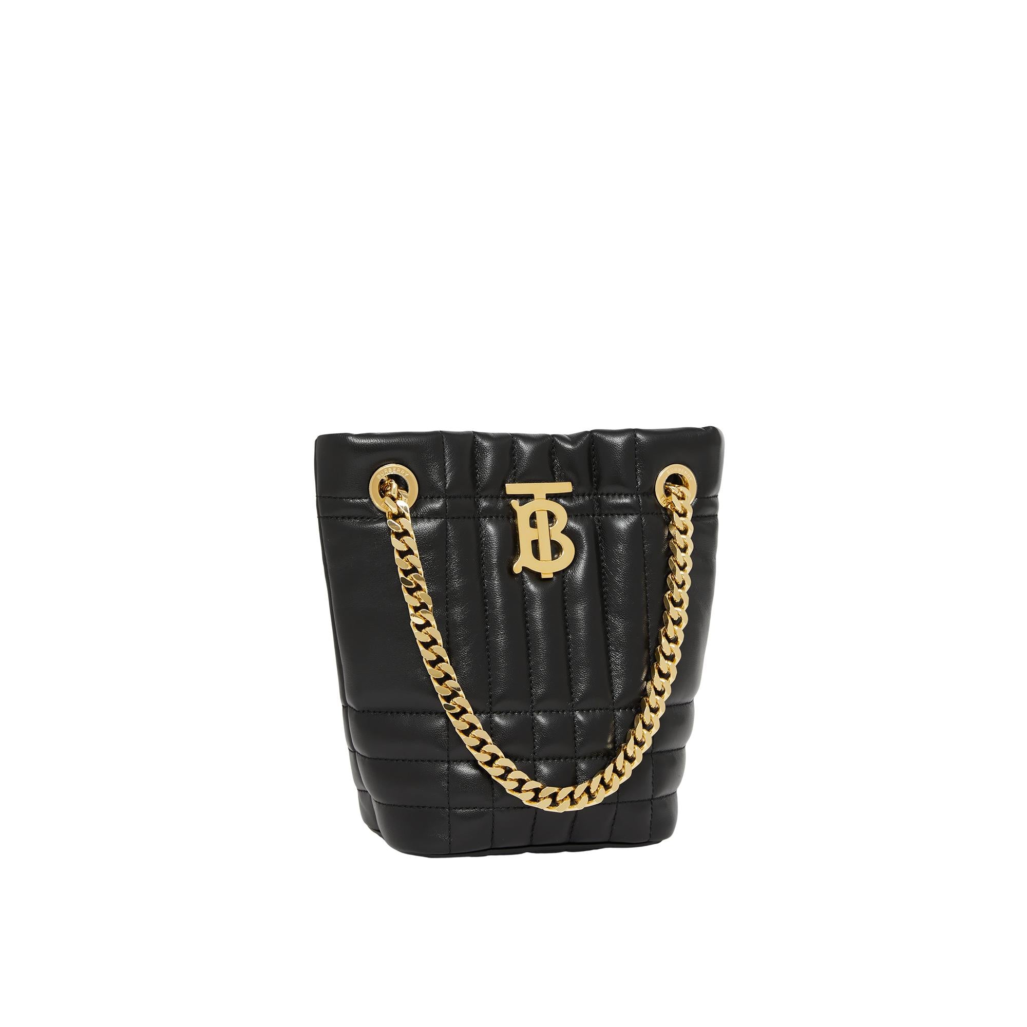 퀼팅 레더 미니 롤라 버킷 백