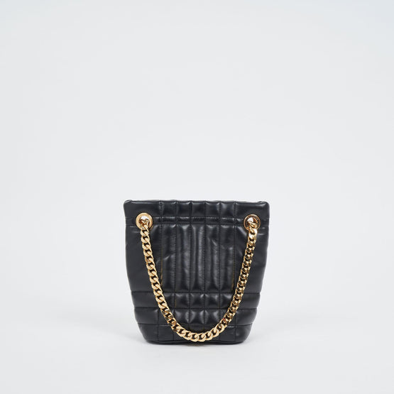 퀼팅 레더 미니 롤라 버킷 백