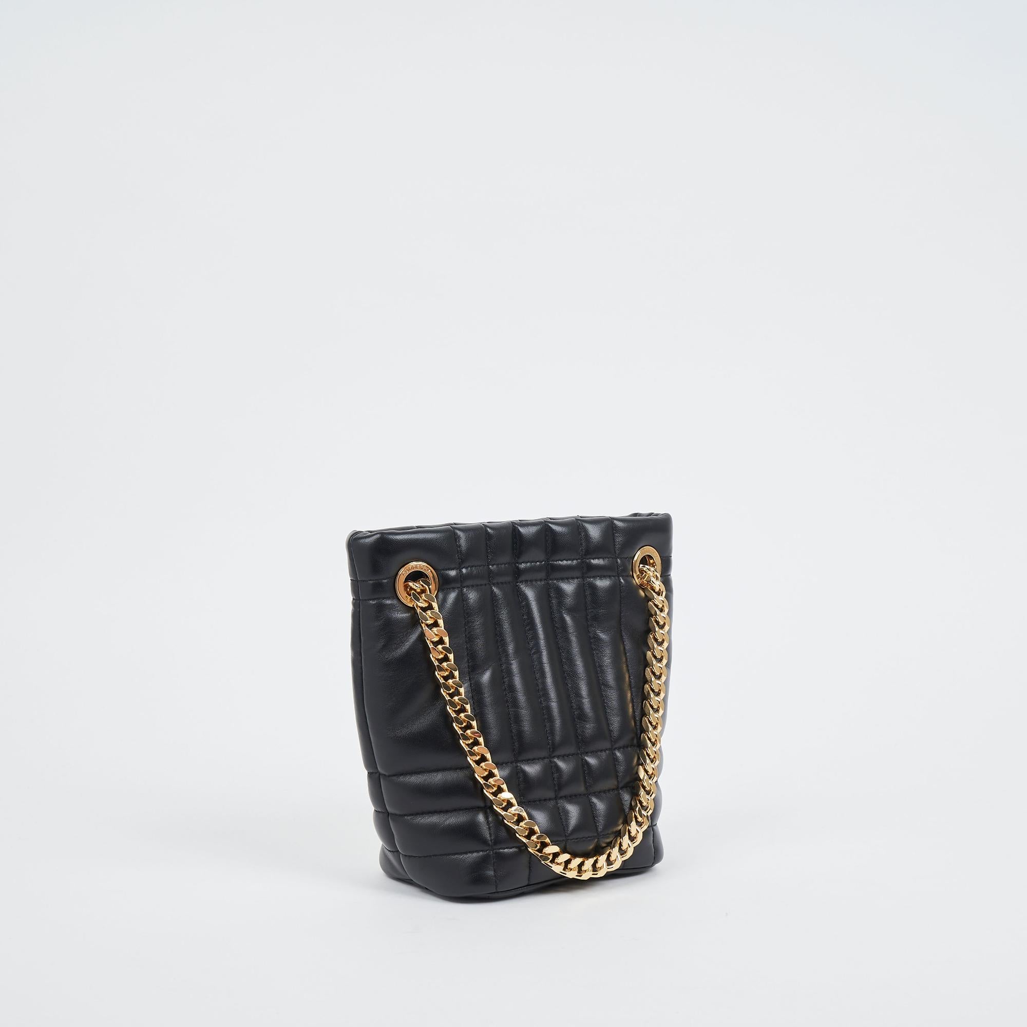 퀼팅 레더 미니 롤라 버킷 백