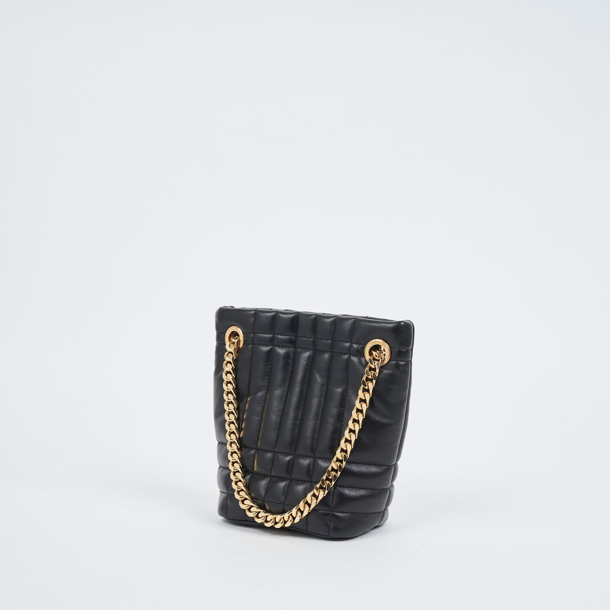 퀼팅 레더 미니 롤라 버킷 백