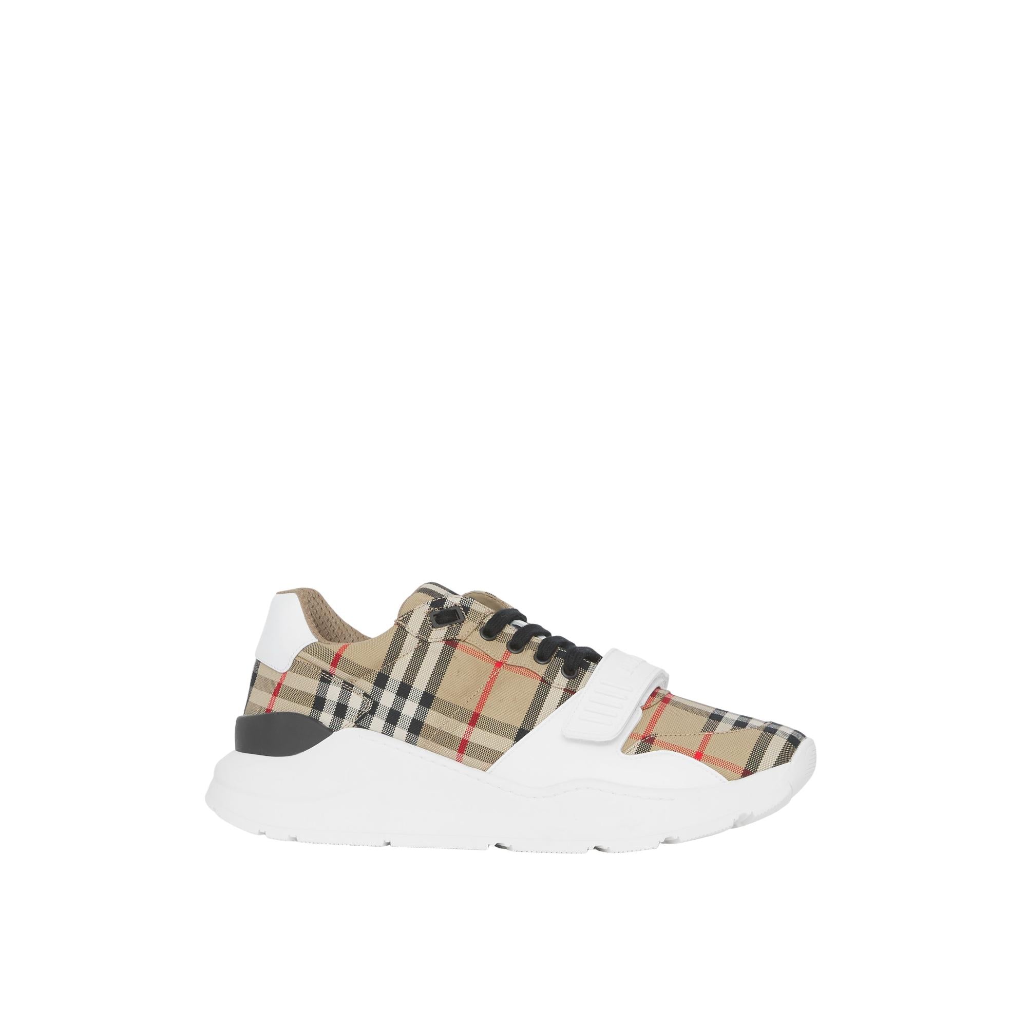 체크 레더 스니커즈