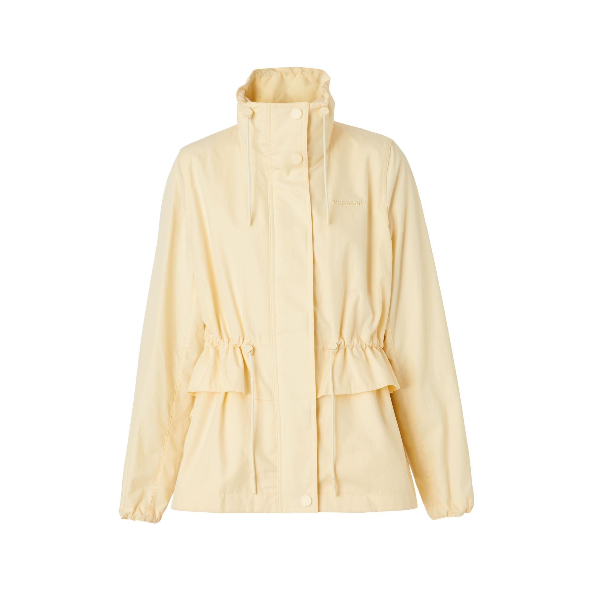 로고 디테일 트로피컬 개버딘 퍼넬넥 재킷