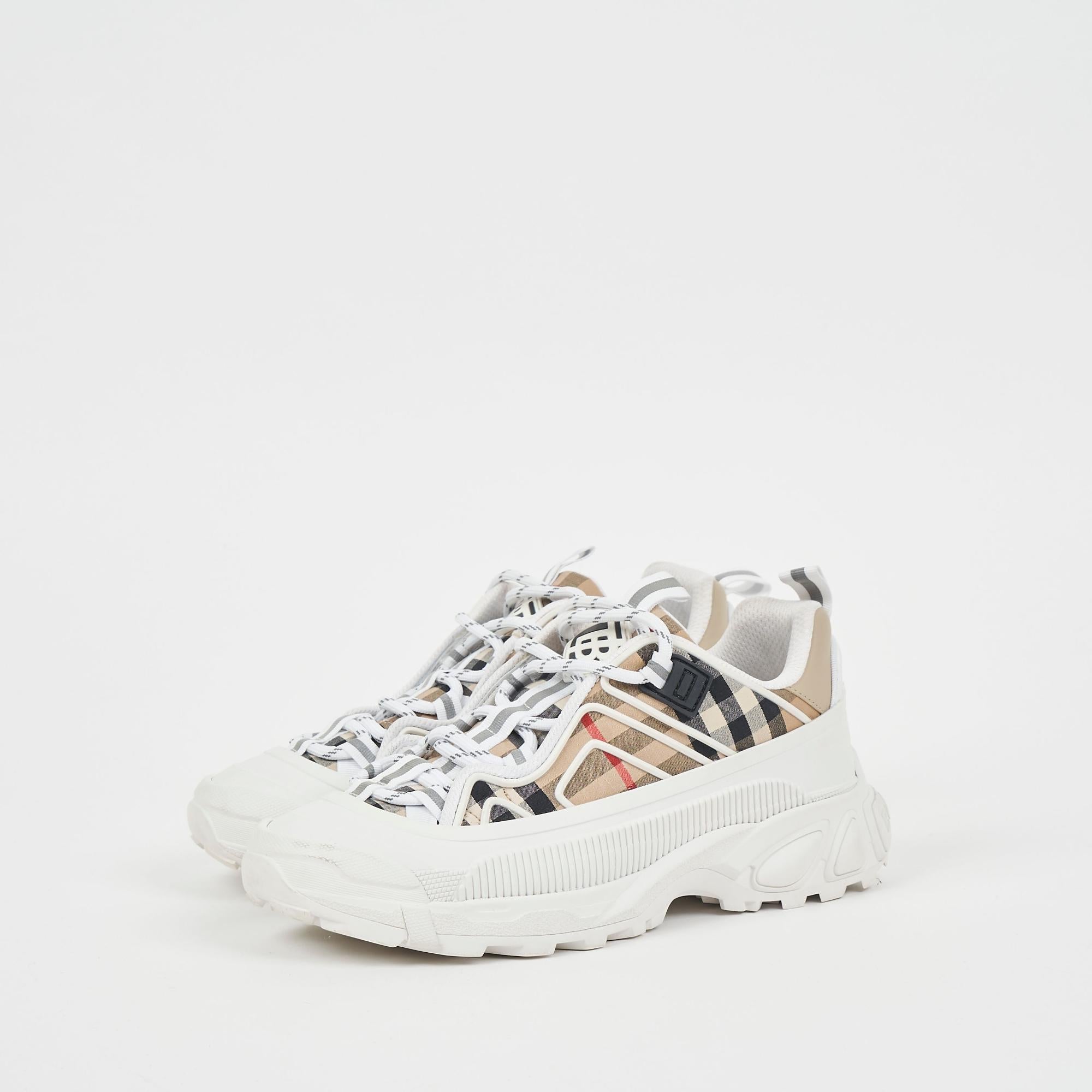 빈티지 체크 코튼 스니커즈