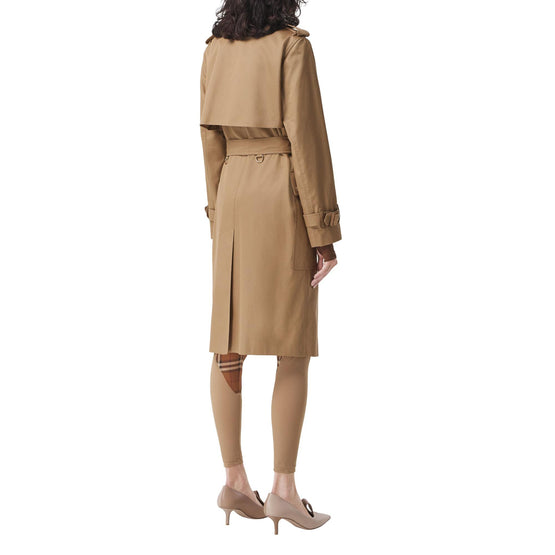 체크 패널 코튼 개버딘 트렌치코트