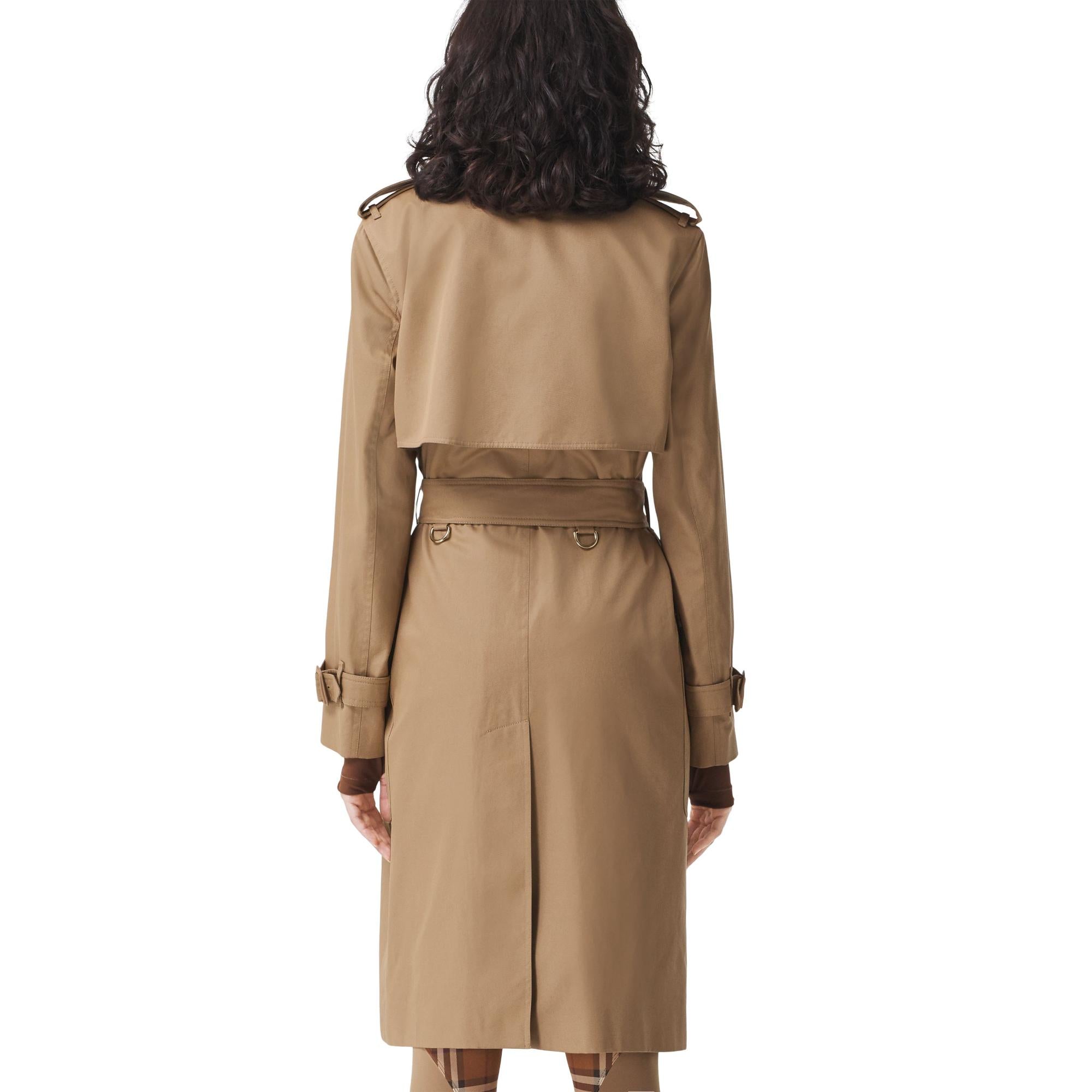 체크 패널 코튼 개버딘 트렌치코트