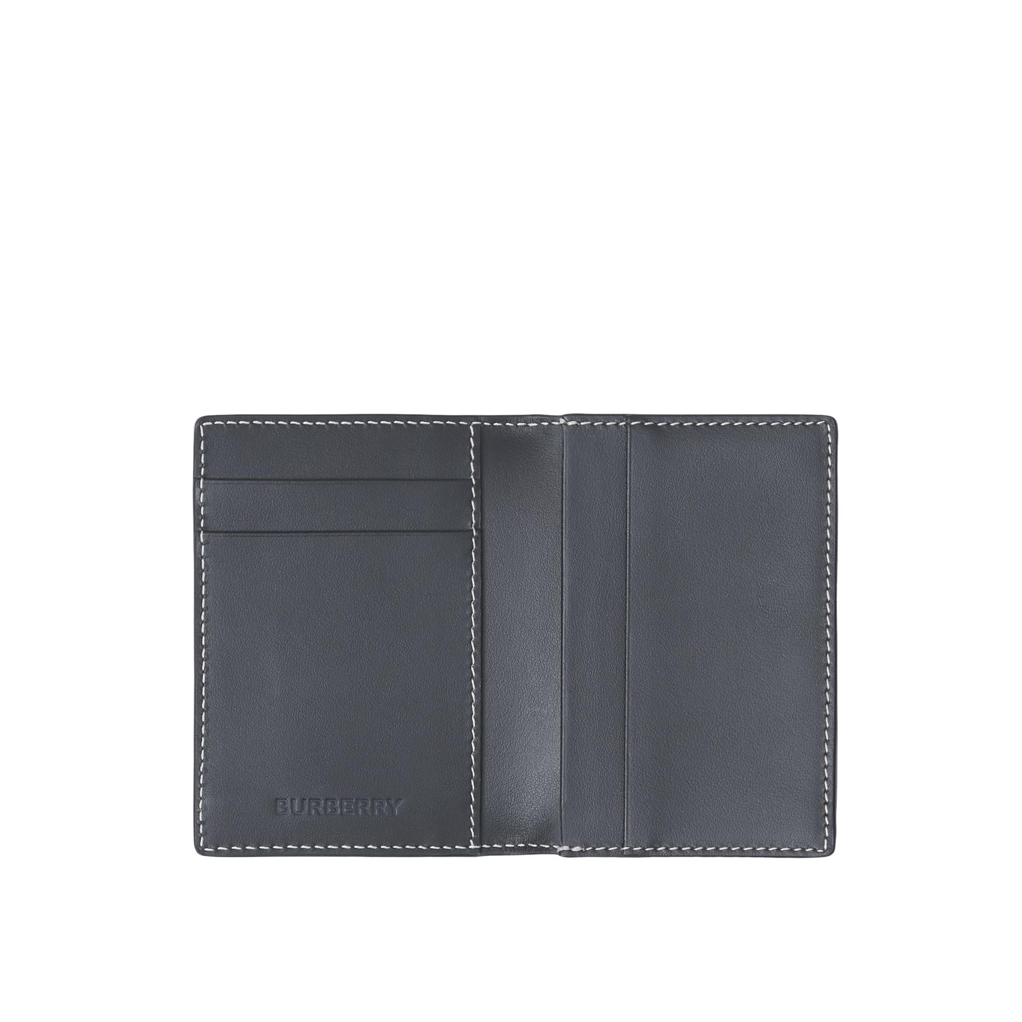 지오메트릭 체크 레더 폴딩 카드 케이스