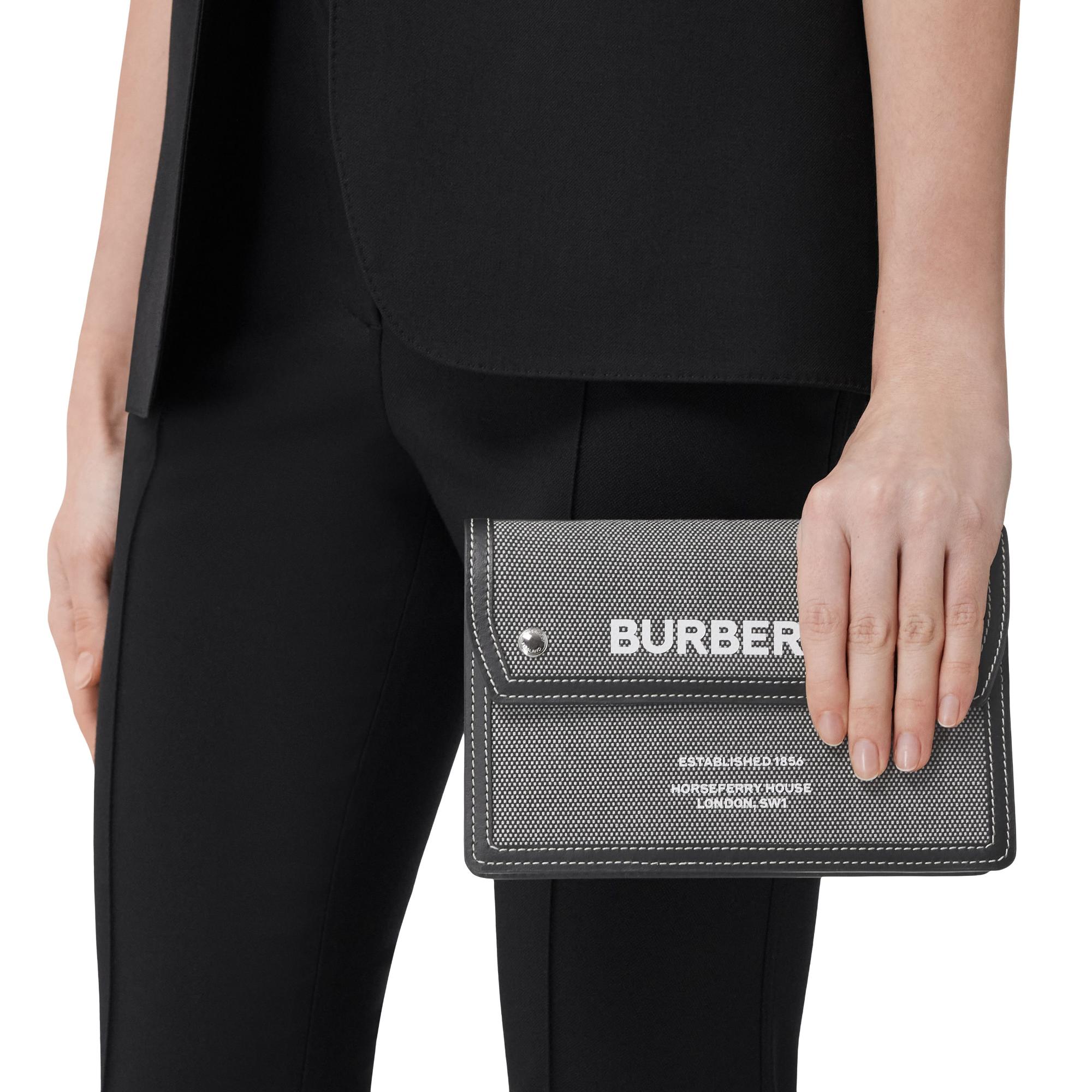 호스페리 프린트 캔버스 레더 크로스바디 백