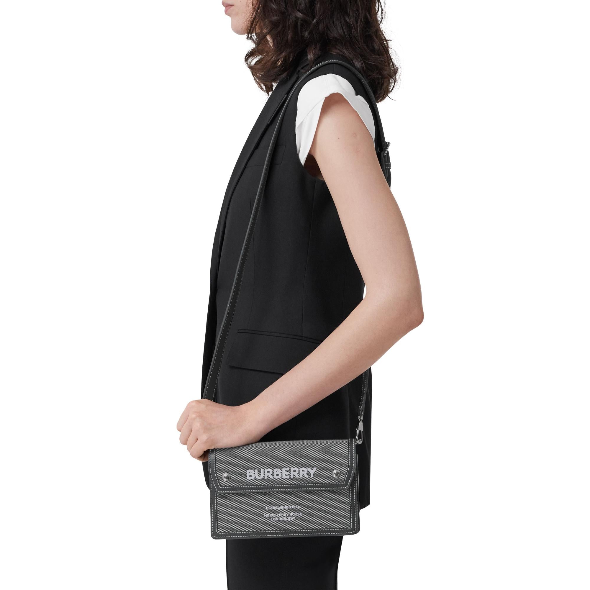 호스페리 프린트 캔버스 레더 크로스바디 백