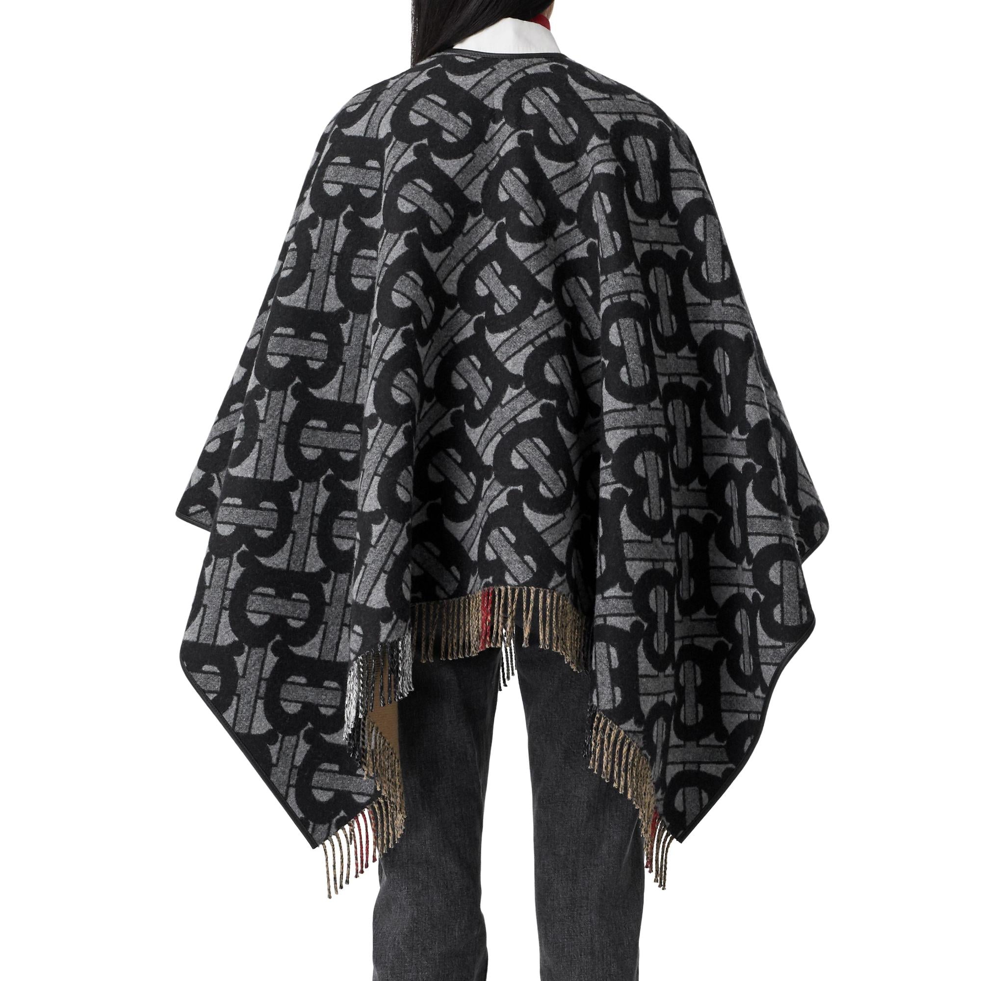 모노그램 울 캐시미어 자카드 케이프