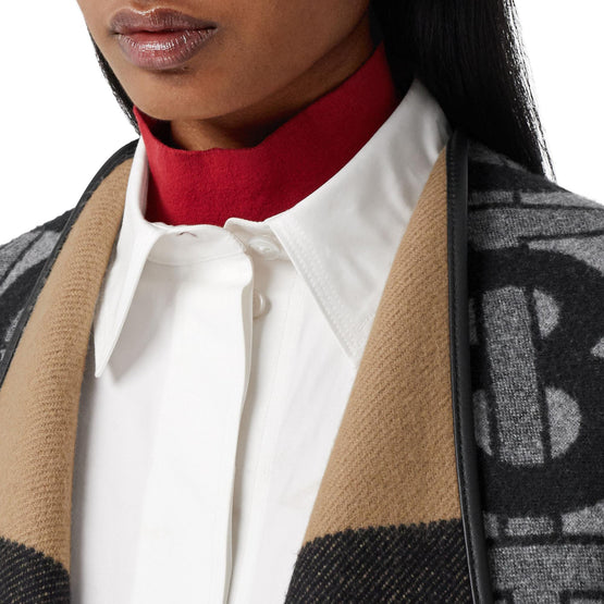 모노그램 울 캐시미어 자카드 케이프