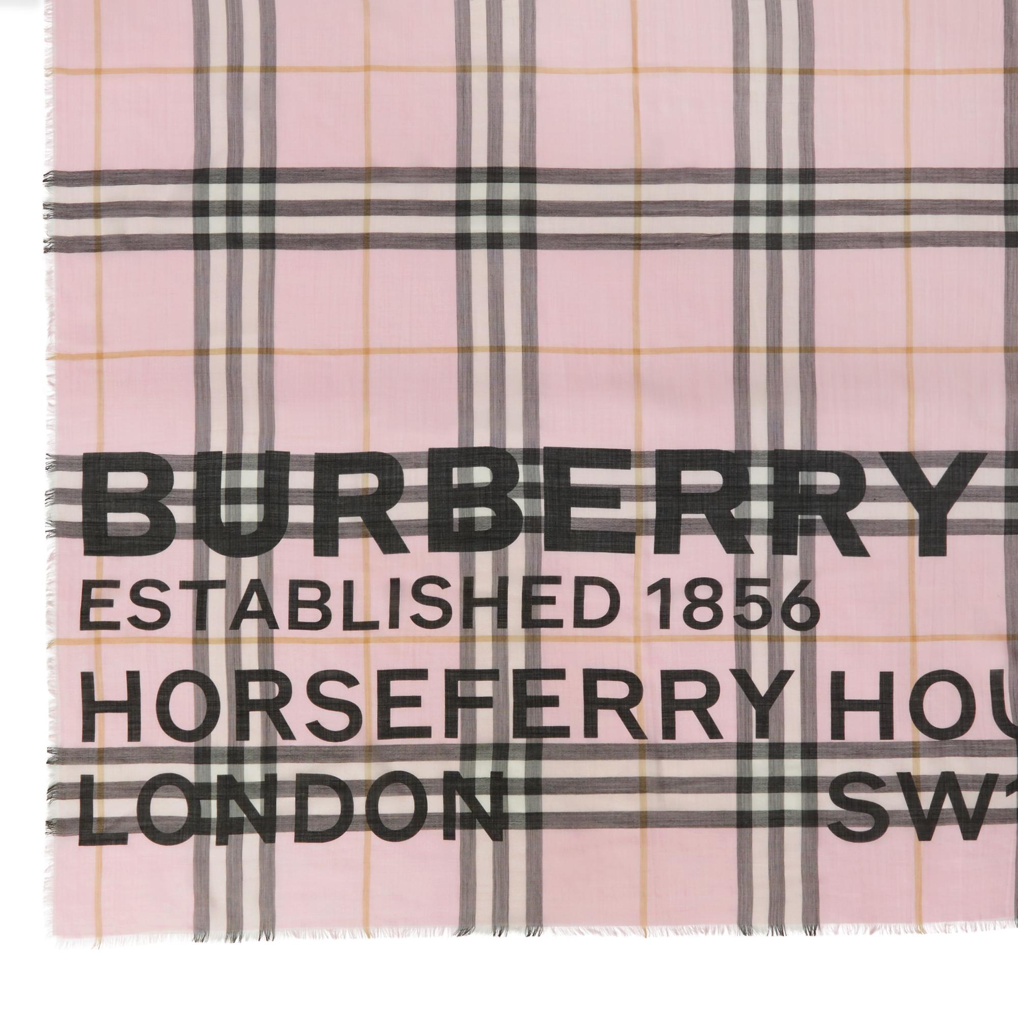 로고 체크 울 실크 스카프