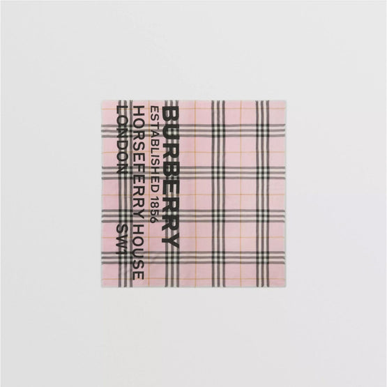 로고 체크 울 실크 스카프