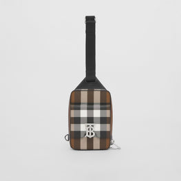 모노그램 모티프 체크 레더 크로스바디 백