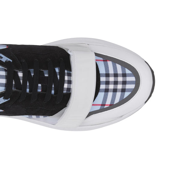 체크 나일론 레더 스웨이드 스니커즈