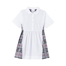 체커보드 패널 스트레치 코튼 폴로셔츠 드레스