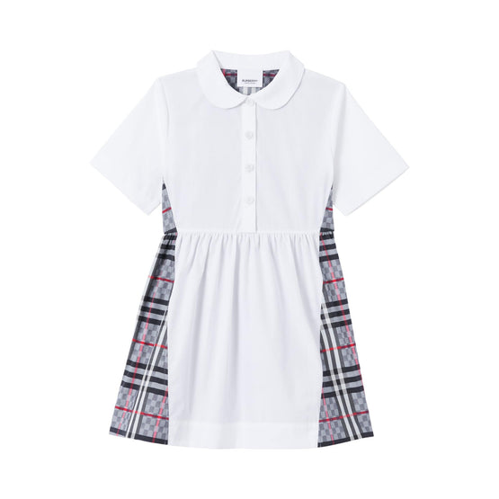 체커보드 패널 스트레치 코튼 폴로셔츠 드레스