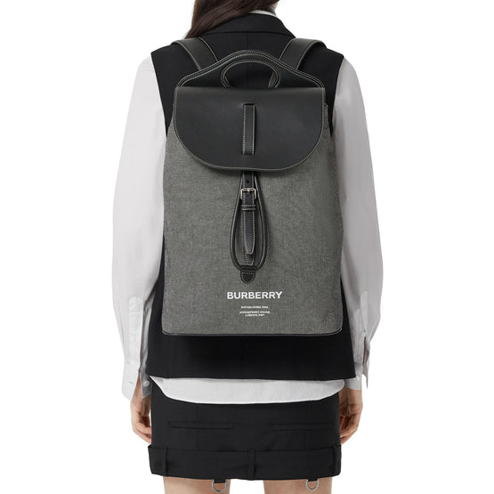 호스페리 프린트 캔버스 레더 포켓 백팩