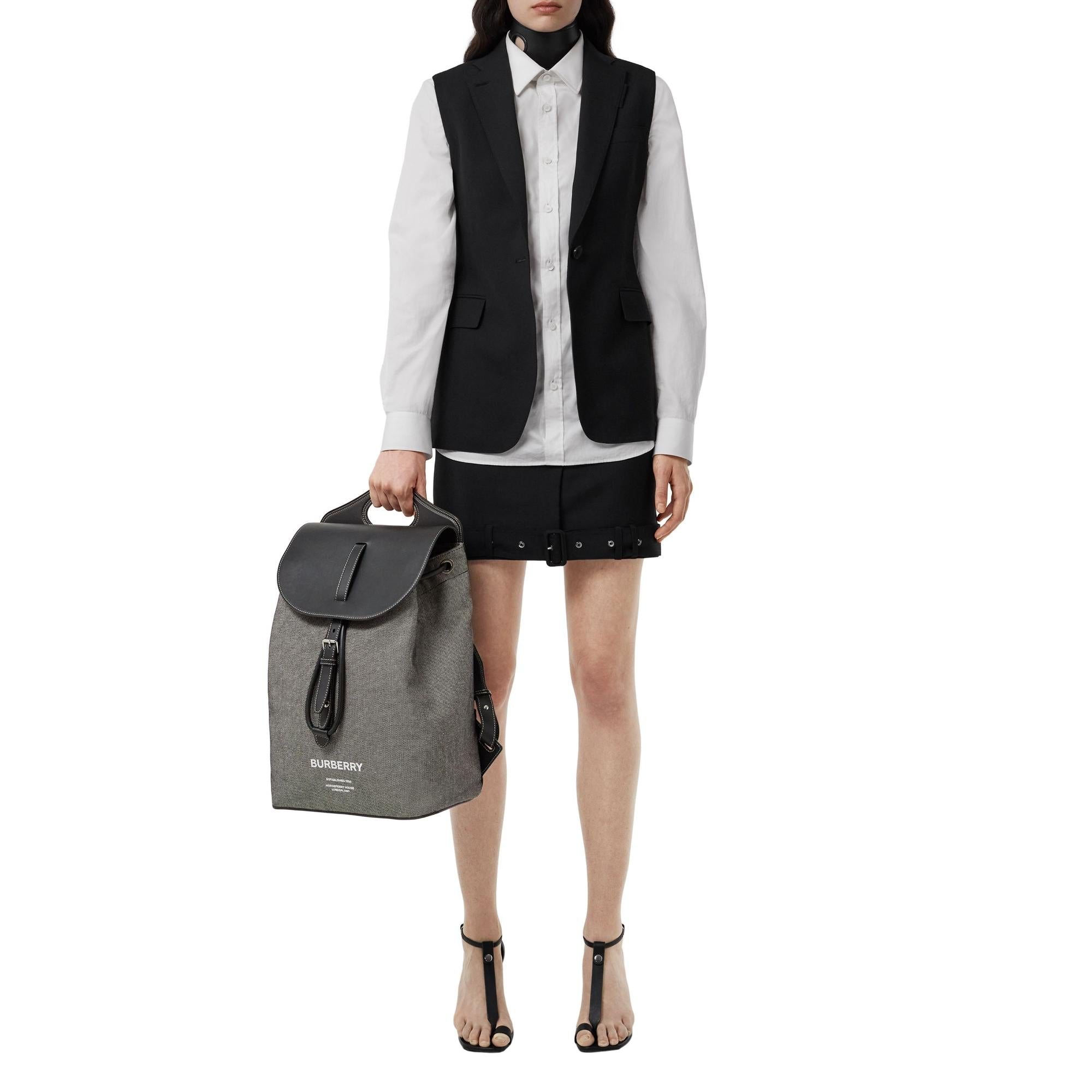 호스페리 프린트 캔버스 레더 포켓 백팩