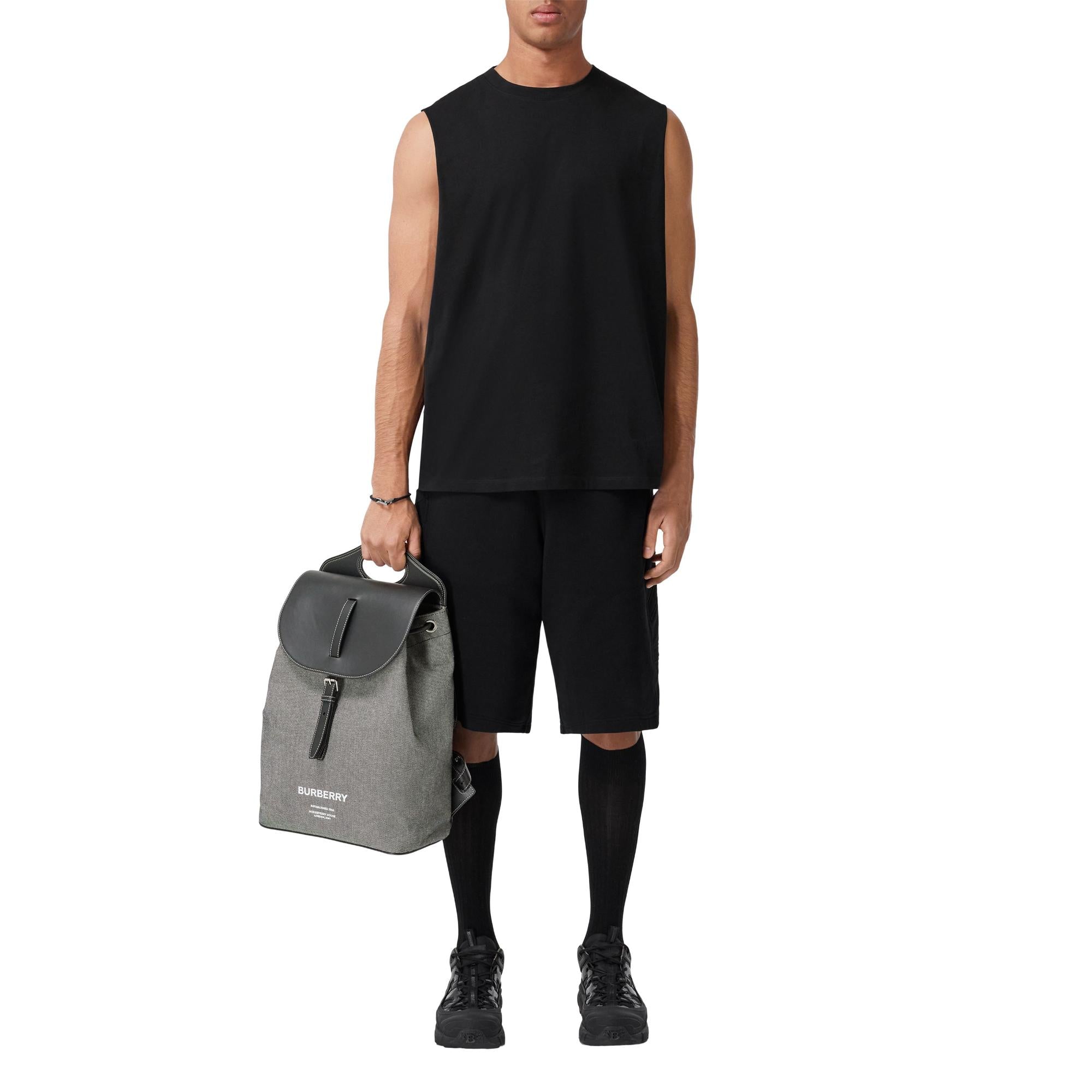 호스페리 프린트 캔버스 레더 포켓 백팩