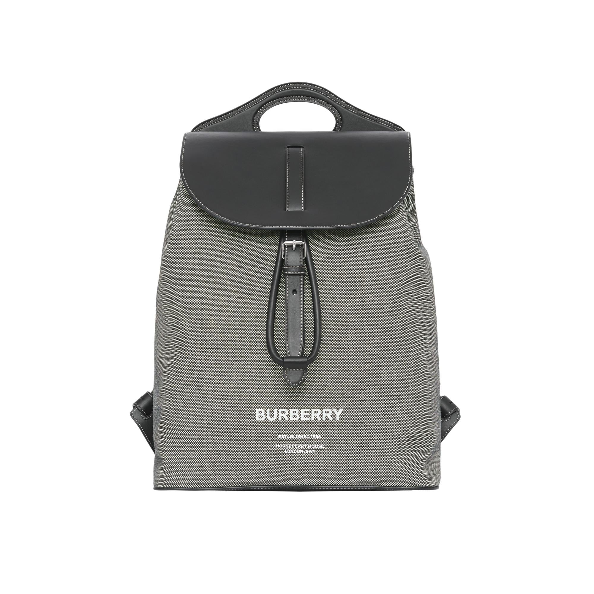 호스페리 프린트 캔버스 레더 포켓 백팩