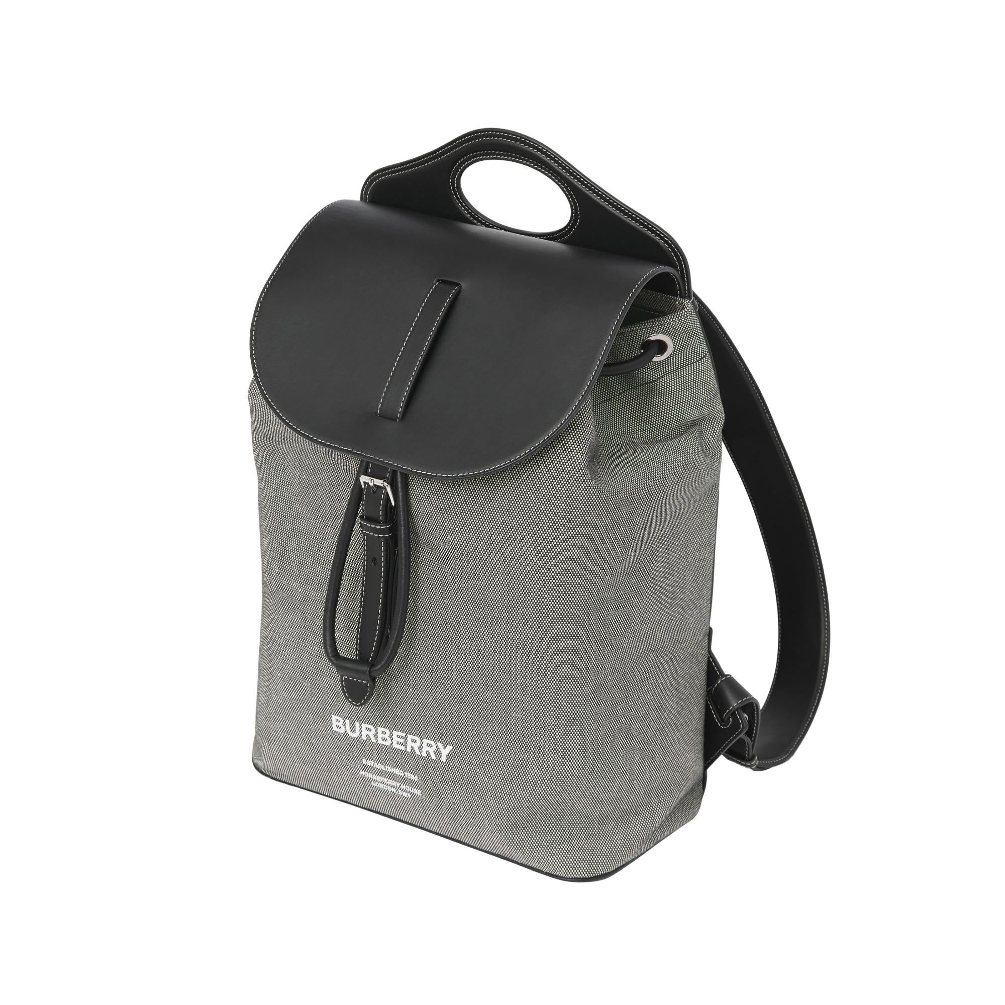 호스페리 프린트 캔버스 레더 포켓 백팩