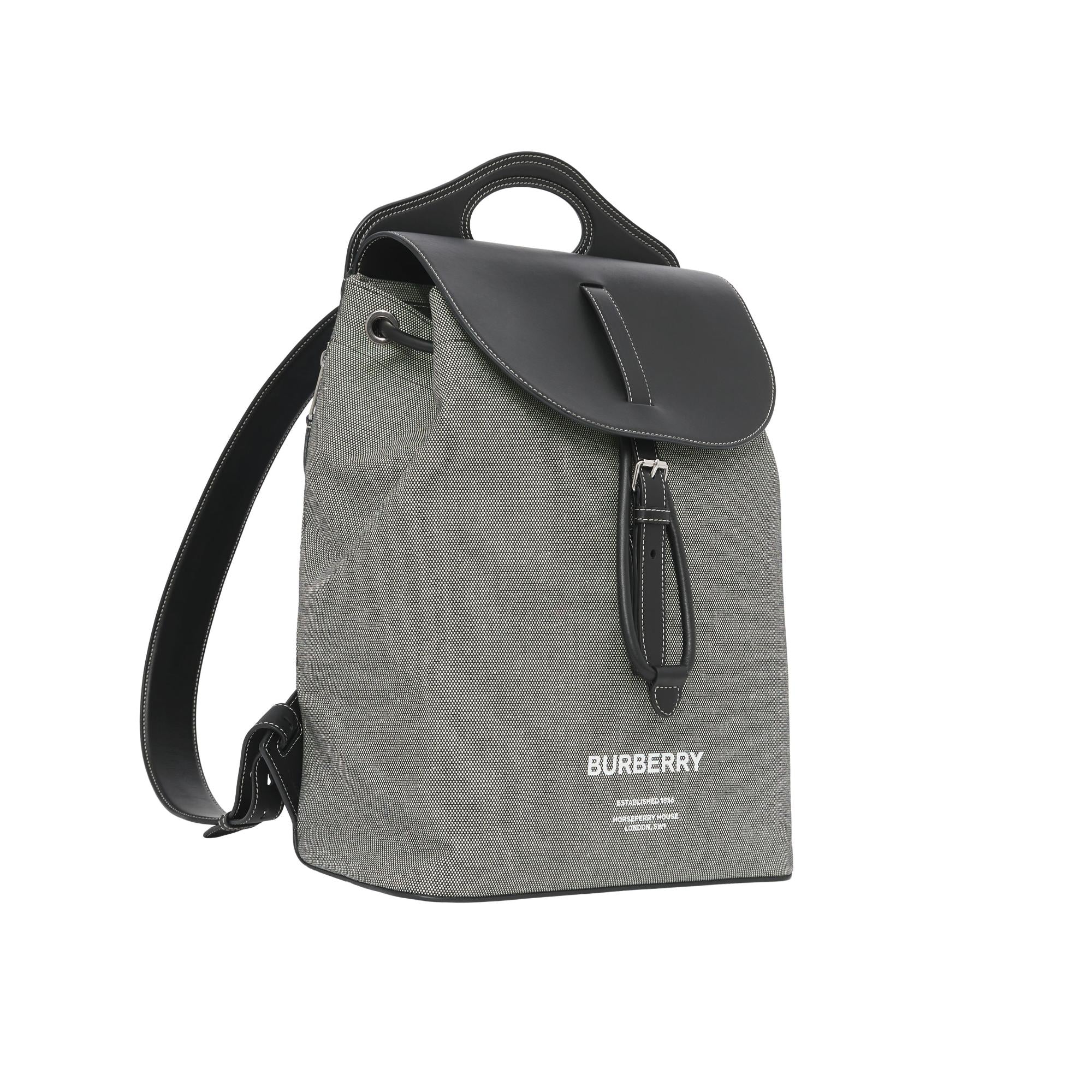 호스페리 프린트 캔버스 레더 포켓 백팩