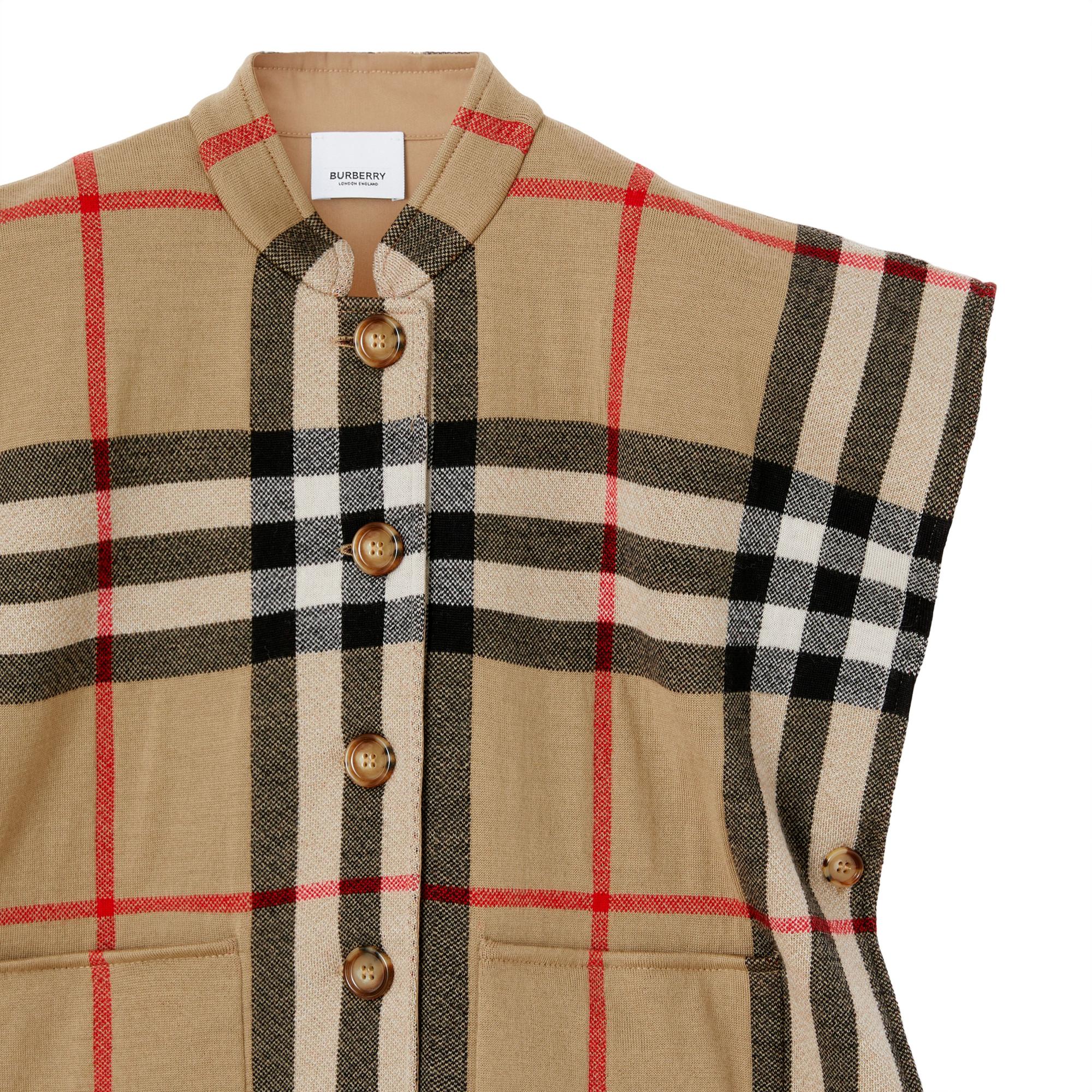 리버시블 빈티지 체크 울 자카드 케이프