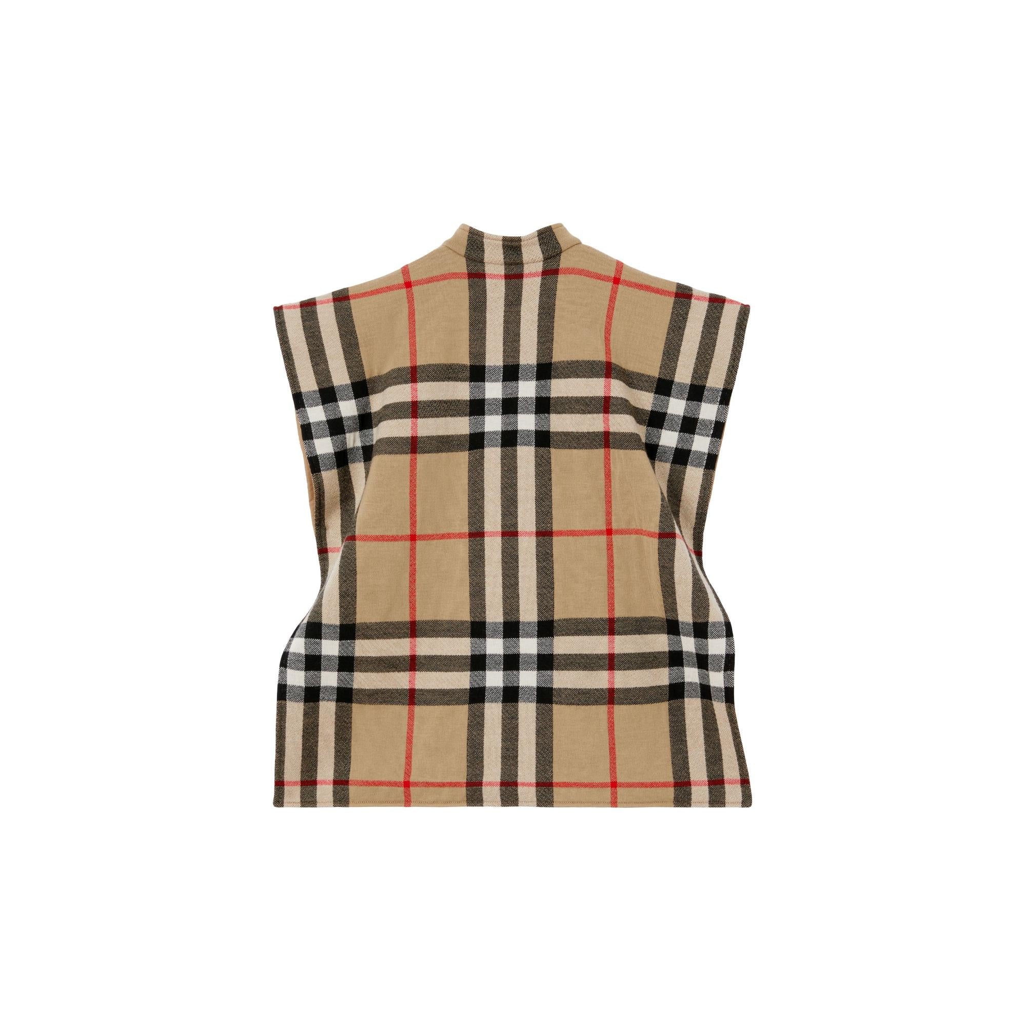 리버시블 빈티지 체크 울 자카드 케이프